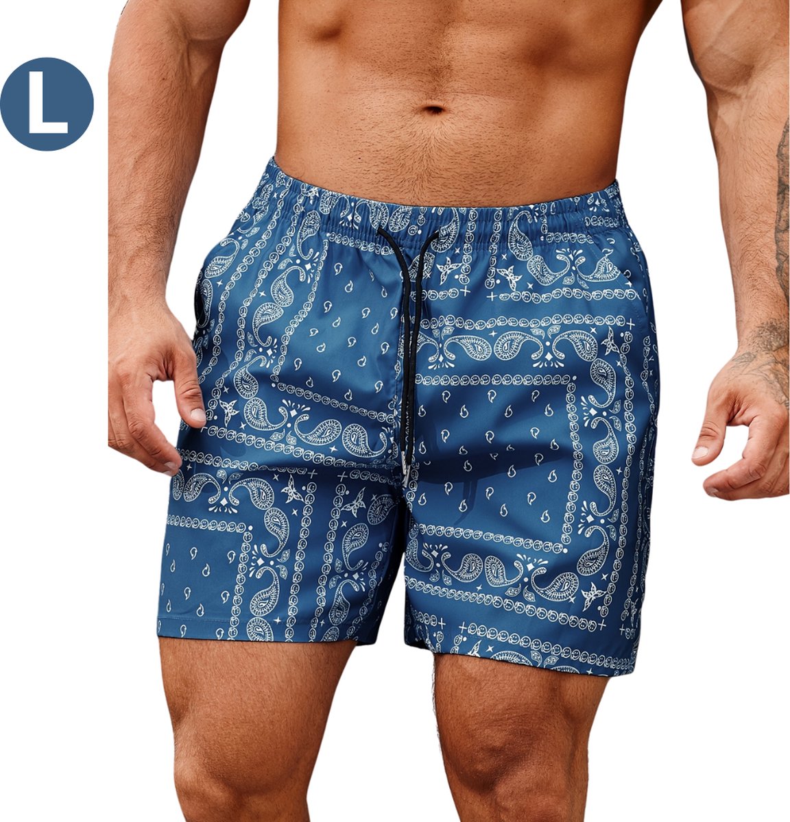Bovista Zwembroek Heren - Zwem Broek Mannen - Badkleding - Zwemmen - Jongens - Swimming Shorts - Zomerbroek - Met Zakken - Marineblauw - Maat L