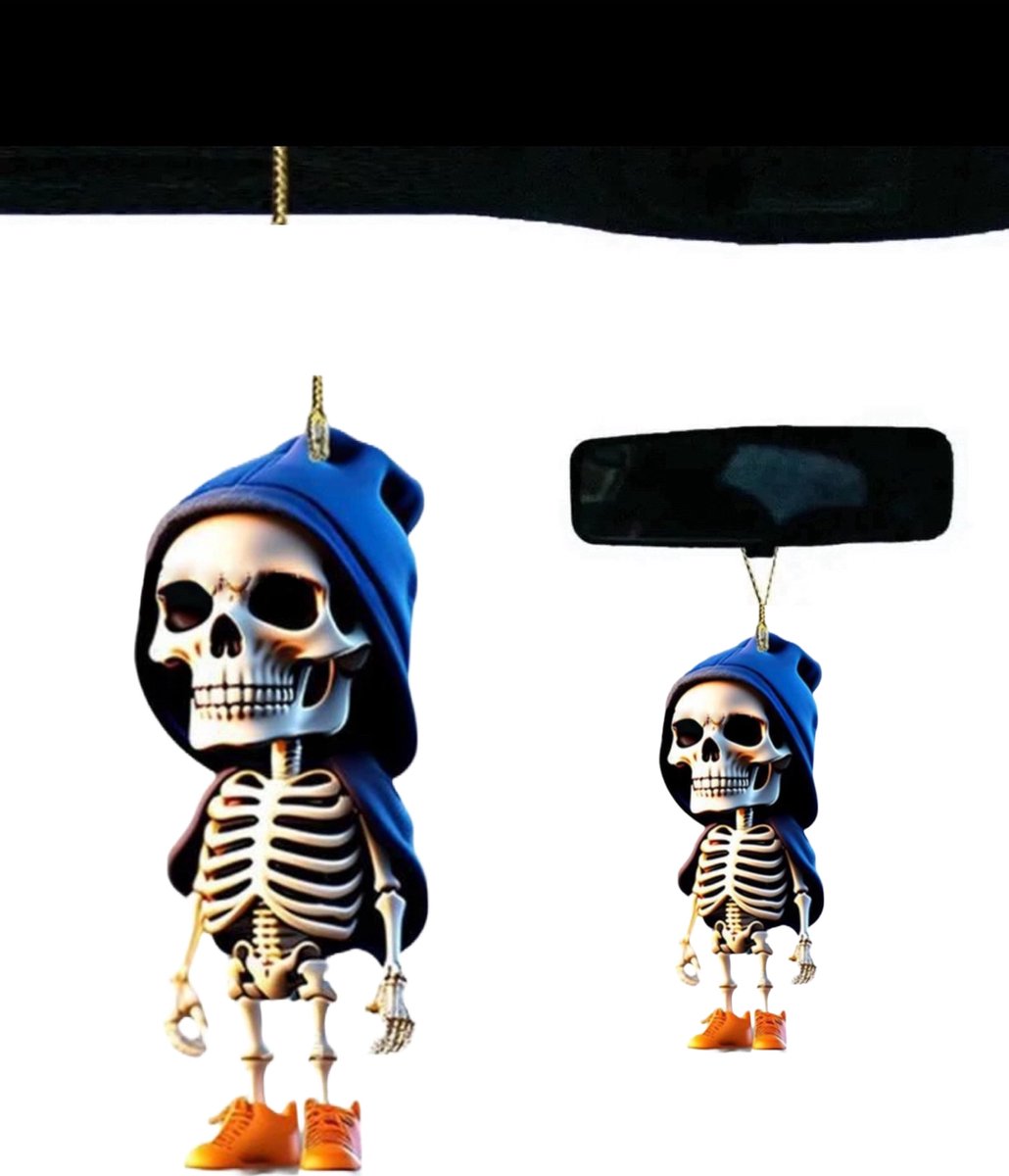 2D Acryl stoere Skelet Auto Spiegel hanger Figuurtje F