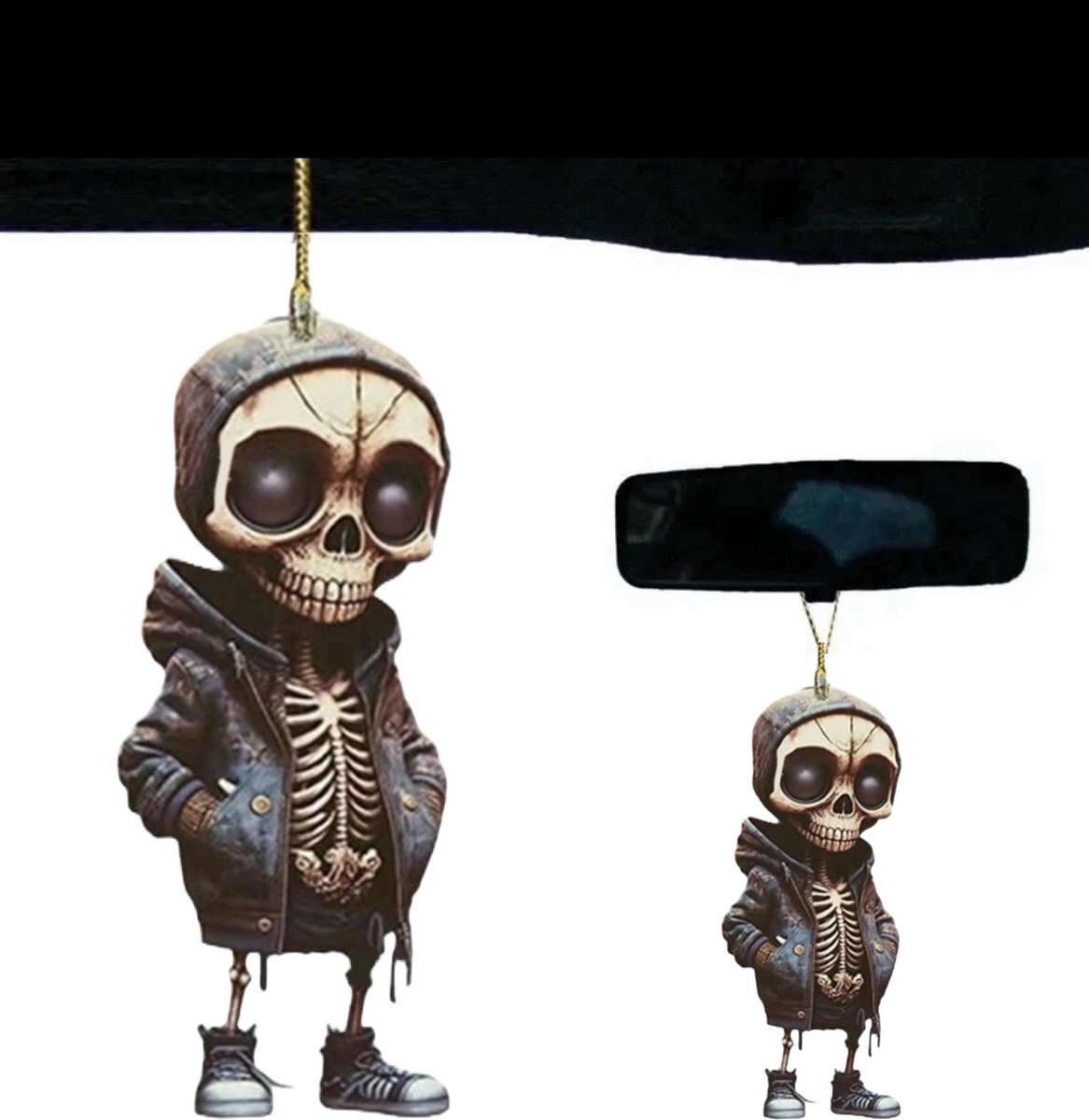 2D Acryl stoere Skelet Auto Spiegel hanger Figuurtje G