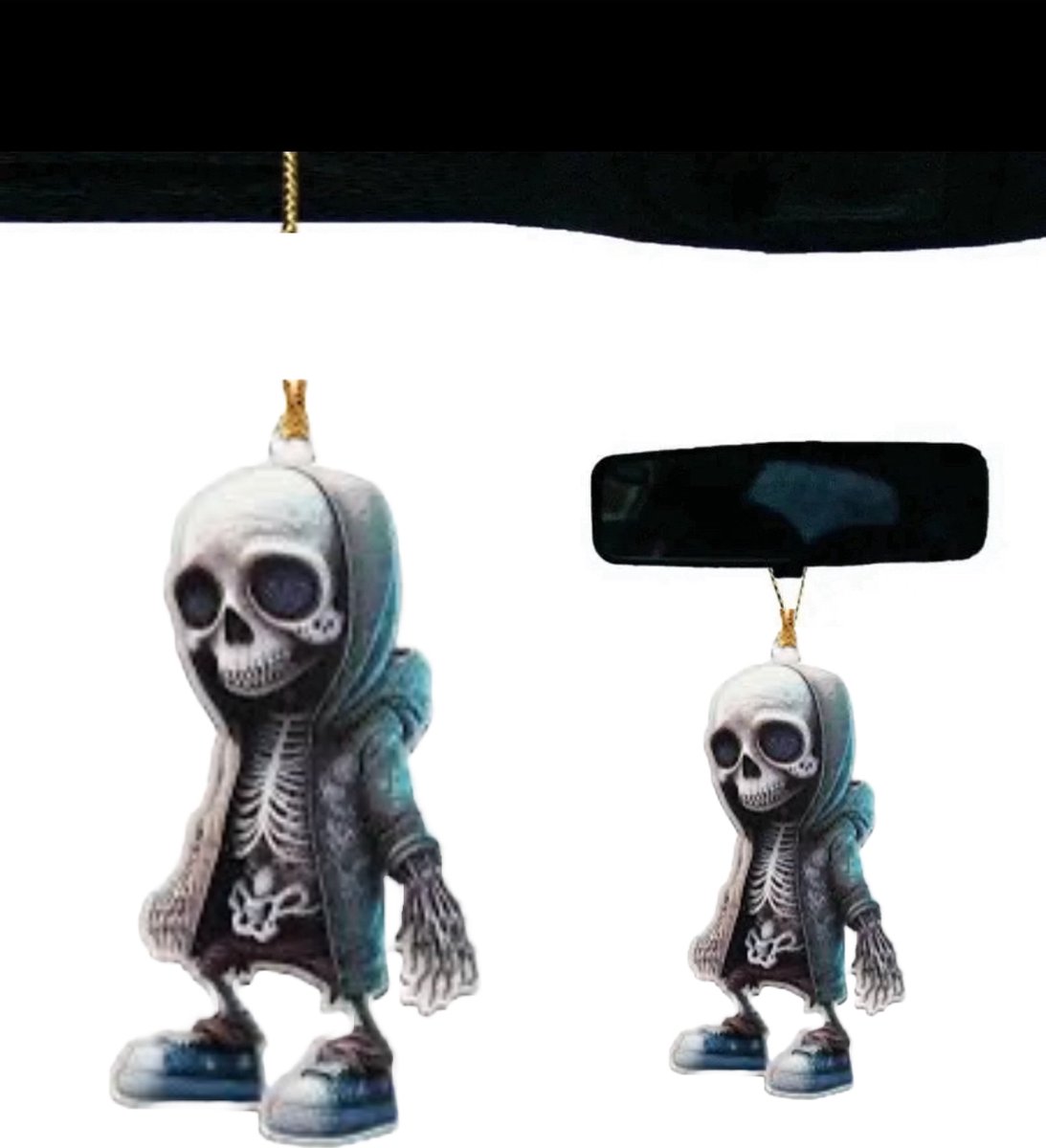 2D Acryl stoere Skelet Auto Spiegel hanger Figuurtje H