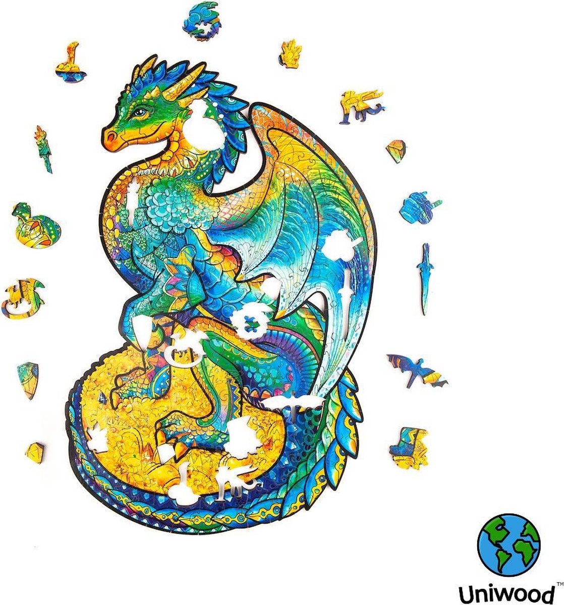 Uniwood™️ - Houten Puzzel volwassenen Jigsaw puzzels wooden puzzle unidragon puzzel Draak A5