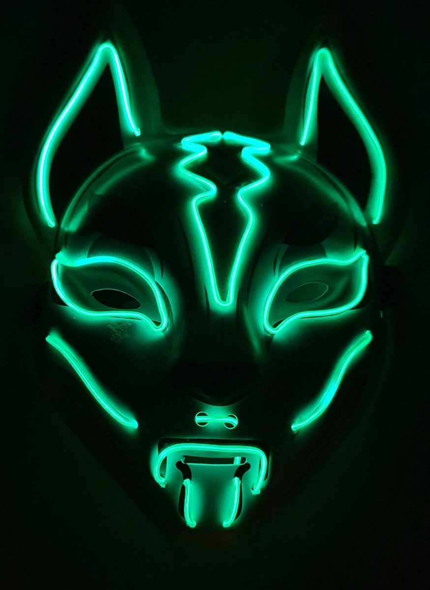 Feestmasker Fox - Wit - Groen LED licht - meerdere standen - by Unlimited Products
