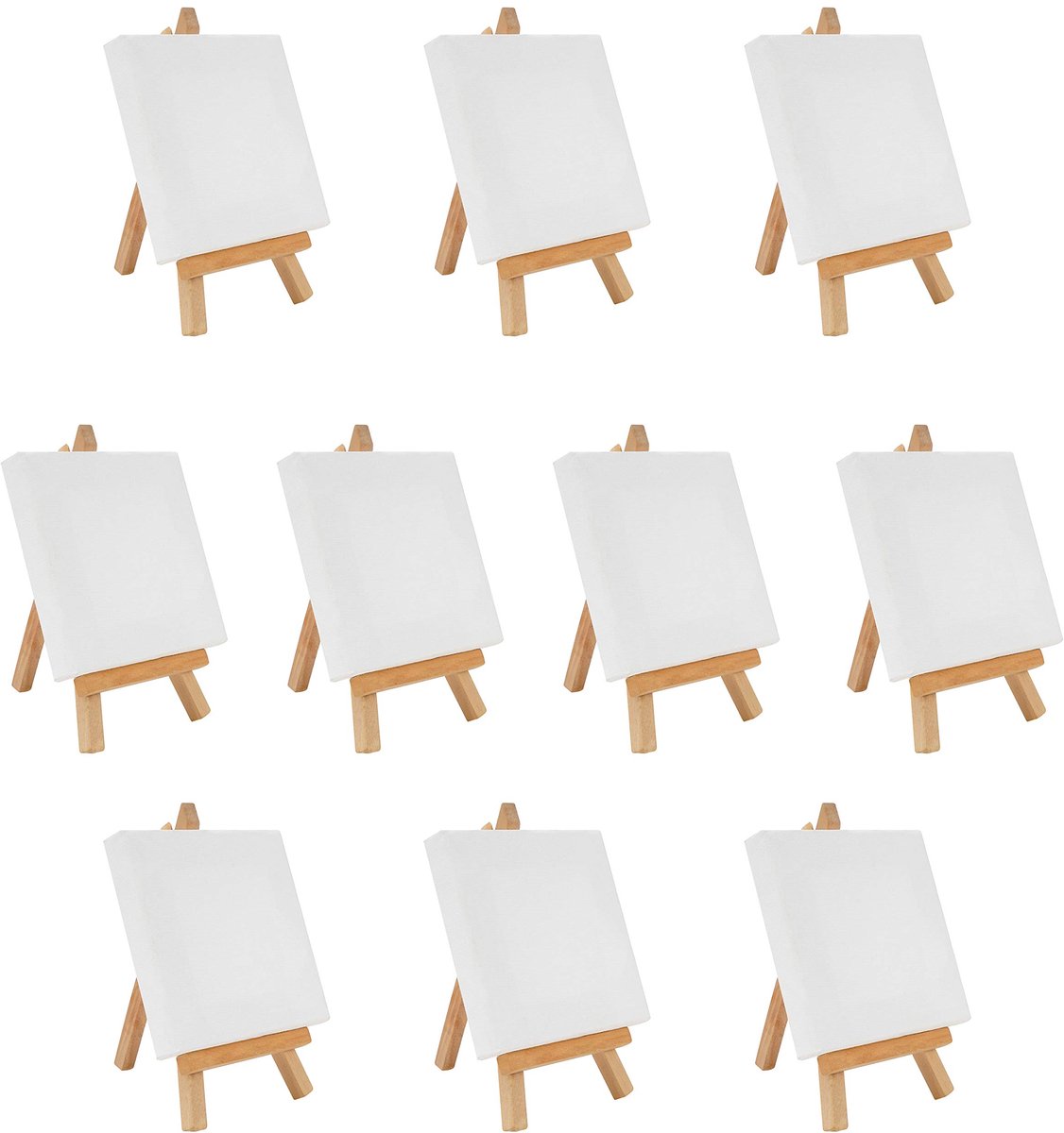 Unyqoos ® Complete Set van 10 Miniatuur Tafelezels met Canvas voor Creatieve Kunstprojecten