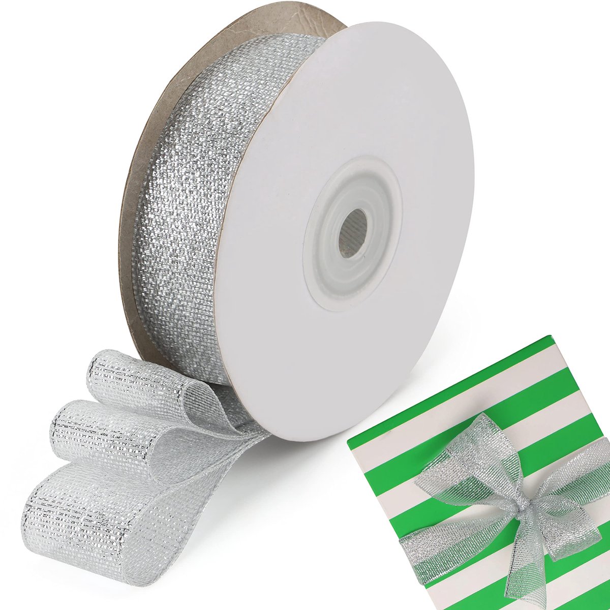 Unyqoos ® Feestelijk Glanzend Zilveren Lint voor Creatieve Decoraties en Geschenkverpakkingen