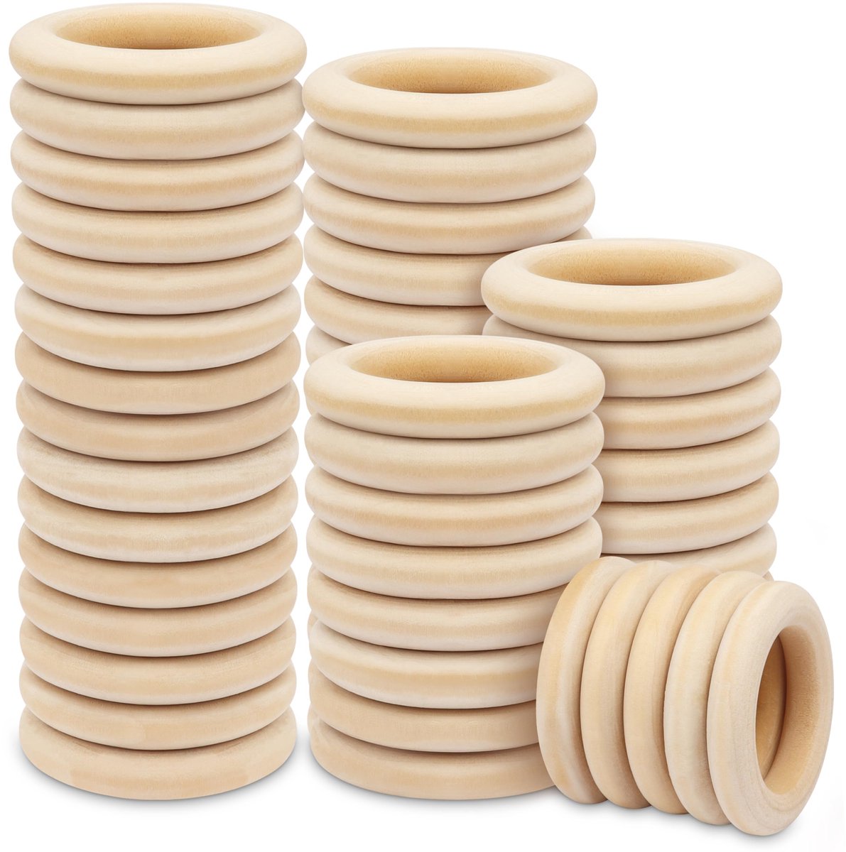 Unyqoos ® Natuurlijke Houten Ringen Set voor Diverse Creatieve Projecten en Huisdecoratie