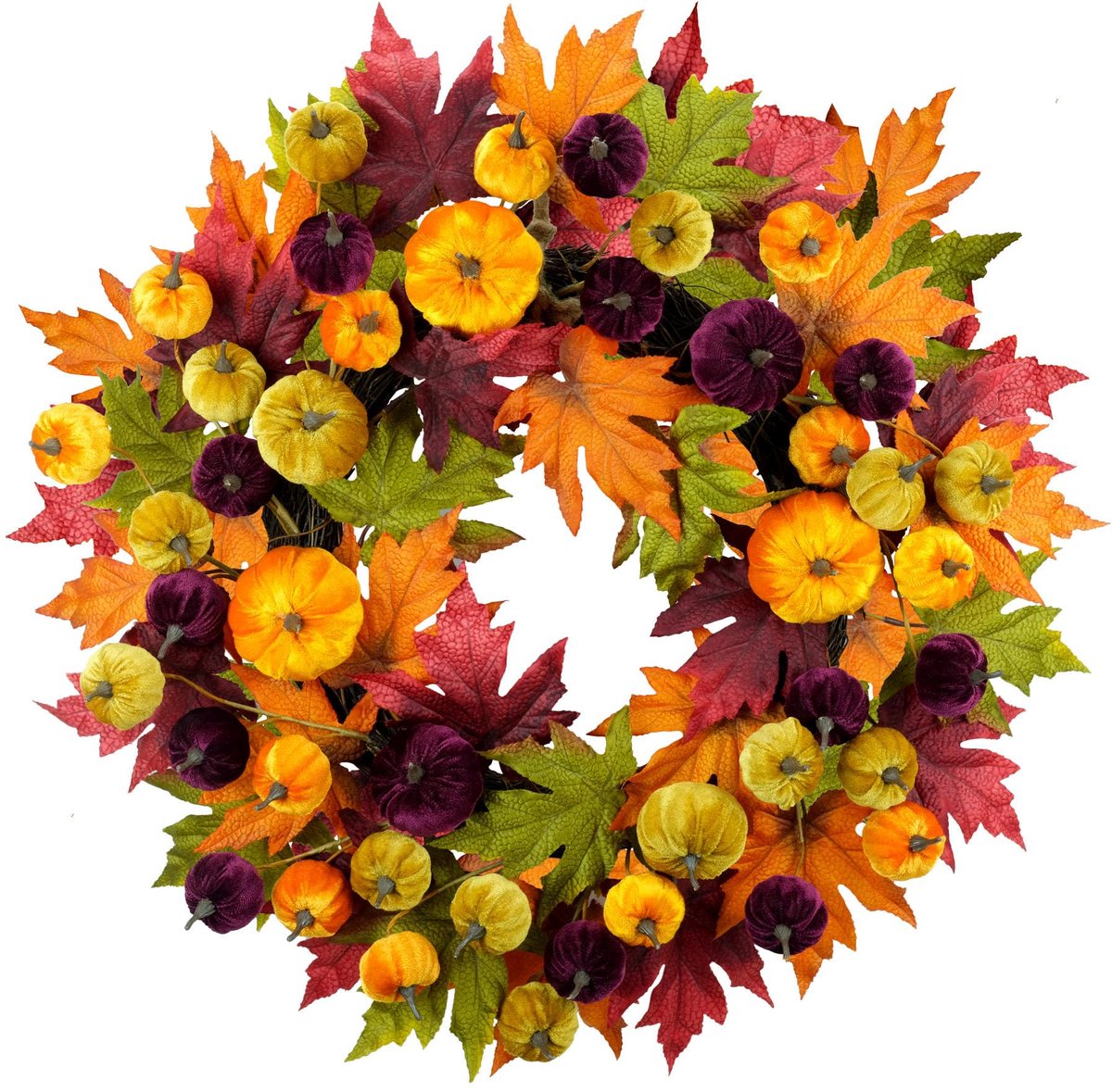 Unyqoos® Decoratieve herfstkrans met kleurrijke bladeren en pompoenen voor sfeervolle inrichting