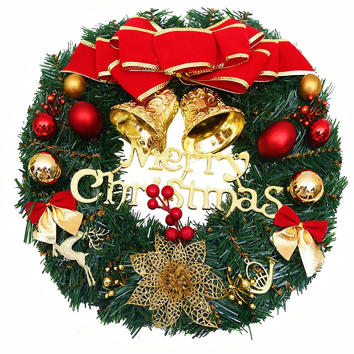 Unyqoos® Feestelijke kerstkrans met bessen en dennenappels voor decoratie