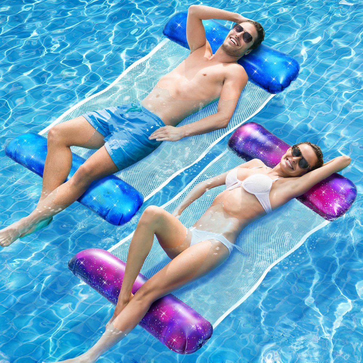  ® Luxe 4-in-1 Opblaasbare Waterhangmat Tanning Bed met XL Luchtmatras voor Zomerplezier