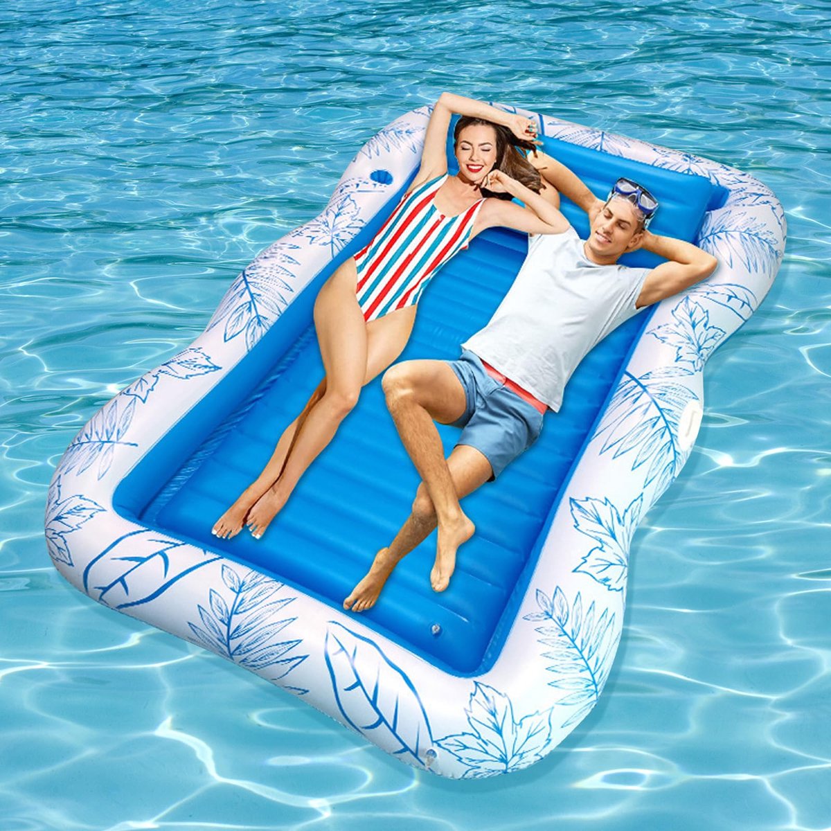  ® Luxe Opblaasbare Watermatras met Drankhouders voor Ontspanning in de Zon