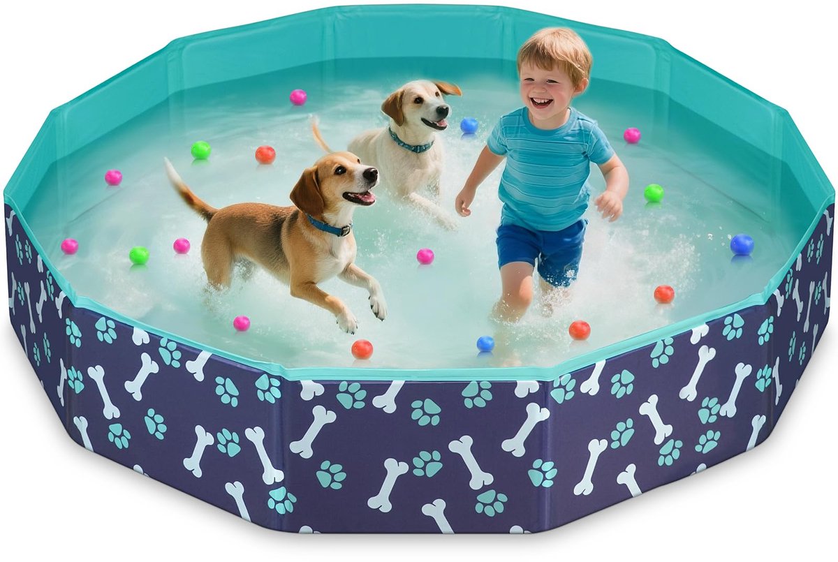 Unyqoos® Opvouwbaar Zwembad voor Honden en Kinderen met Antislip Bodem en Afvoerventiel