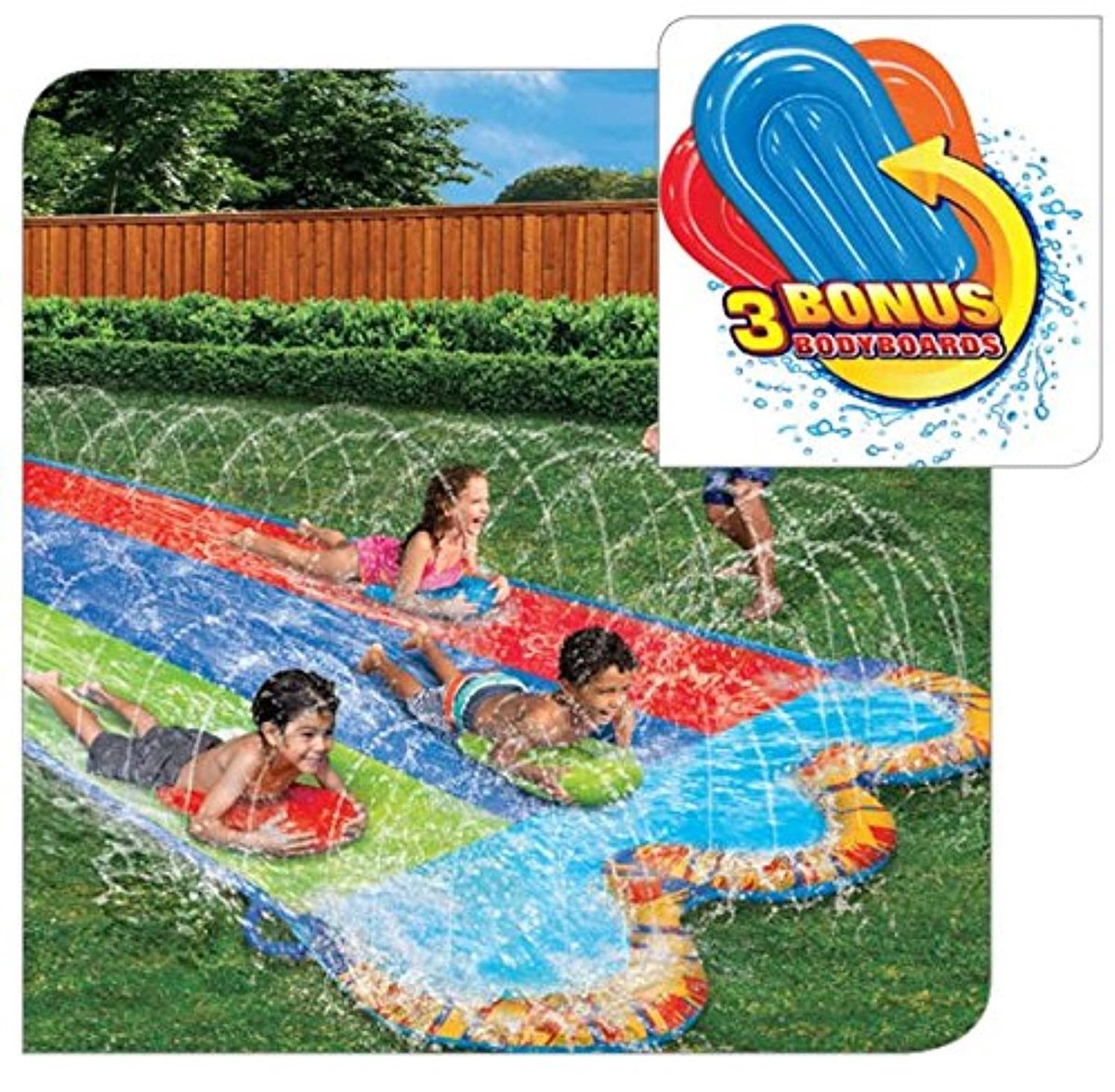 Unyqoos® Supersnelle Drievoudige Water glijmat voor Kinderen met Opblaasbare Bodyboards