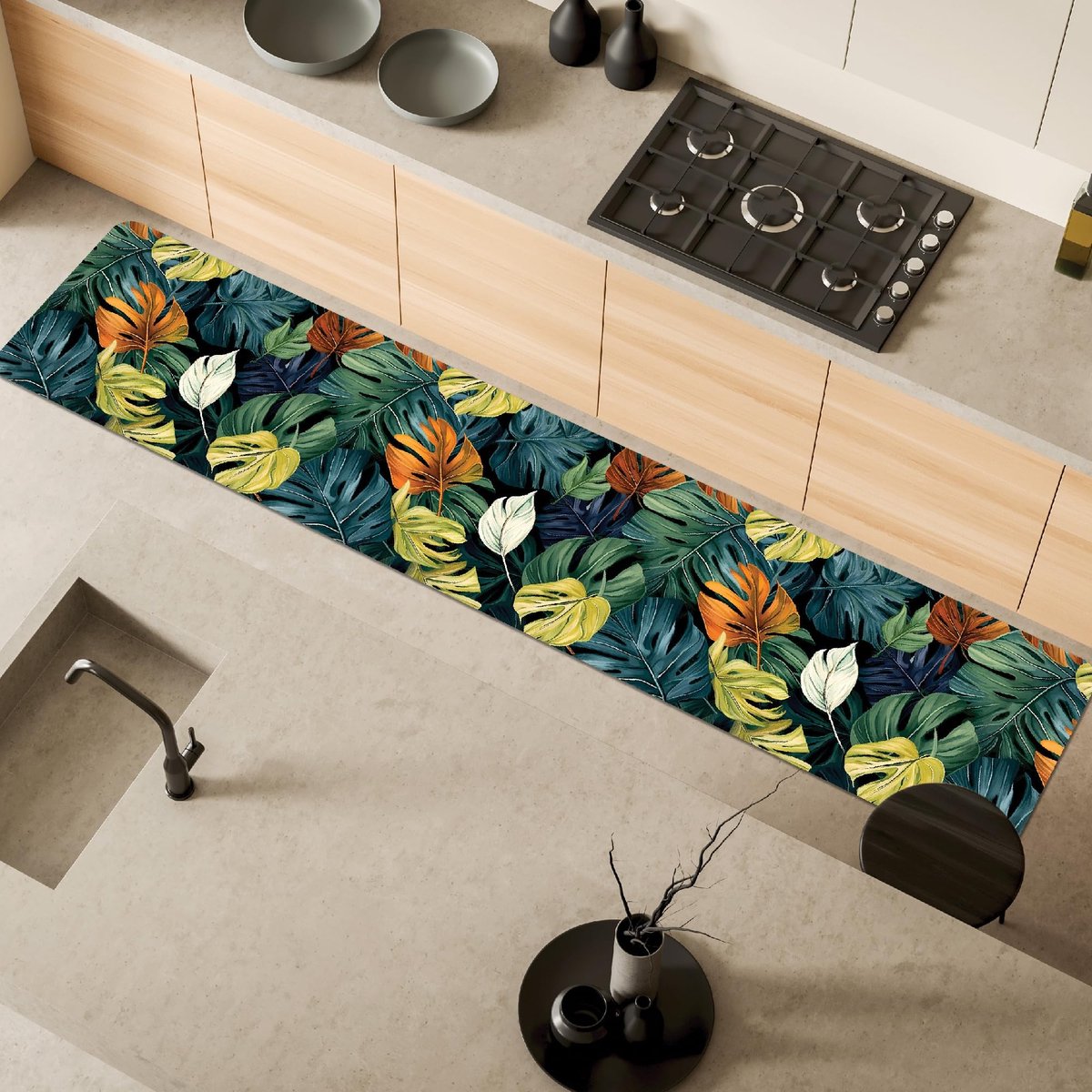 Unyqoos® Wasserdichte Antislip Keuken- en Gangloper met Luxe Stijl en Gemakkelijk Onderhoud