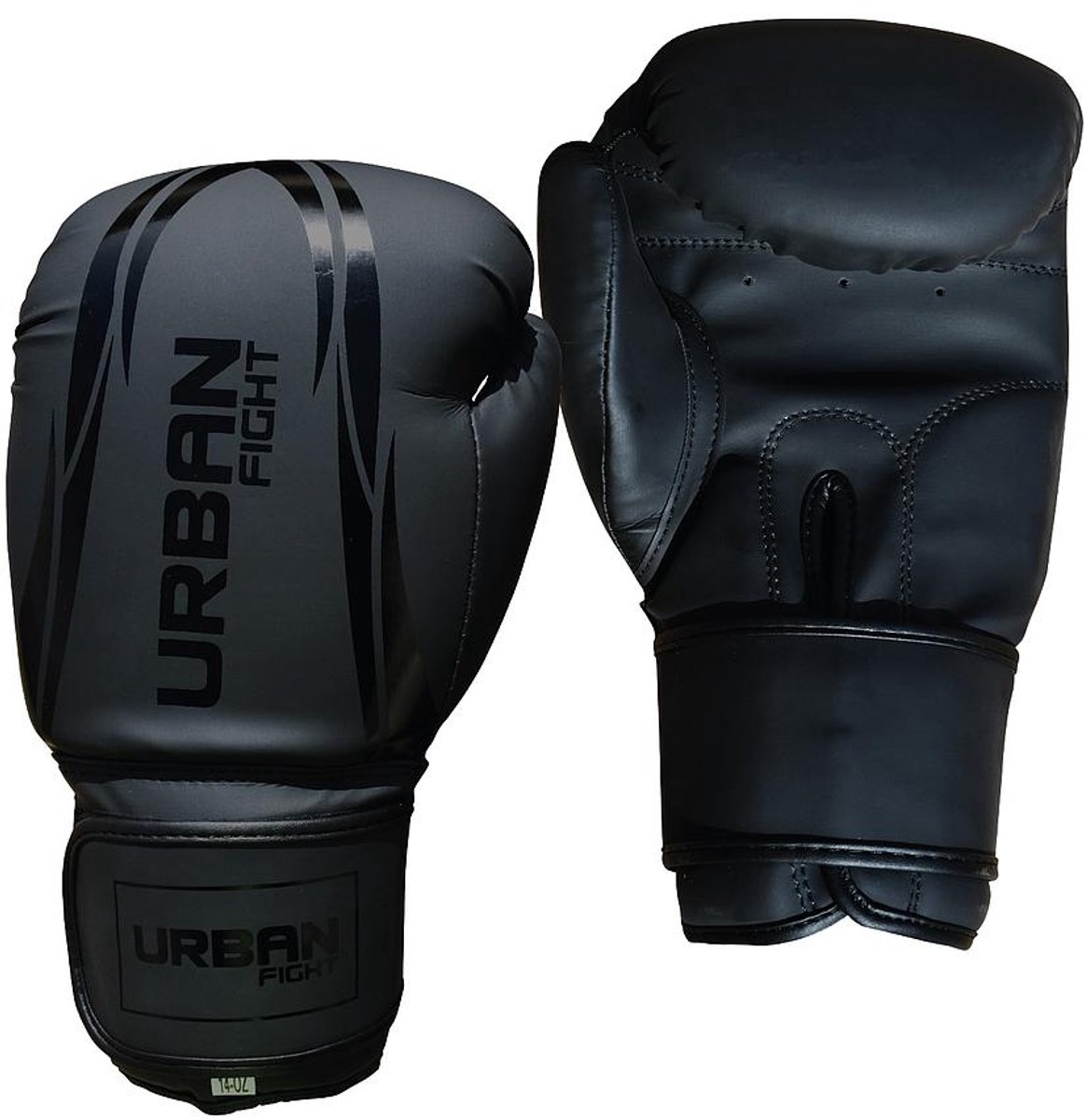 Urban Fight bokshandschoenen training mat zwart 8oz - duurzaam PU leer.