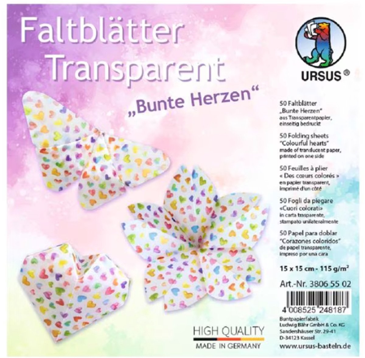 URSUS 38065502, Papier, Meerkleurig, Patroon, Vierkant, 115 g/m², Volwassene/Kind