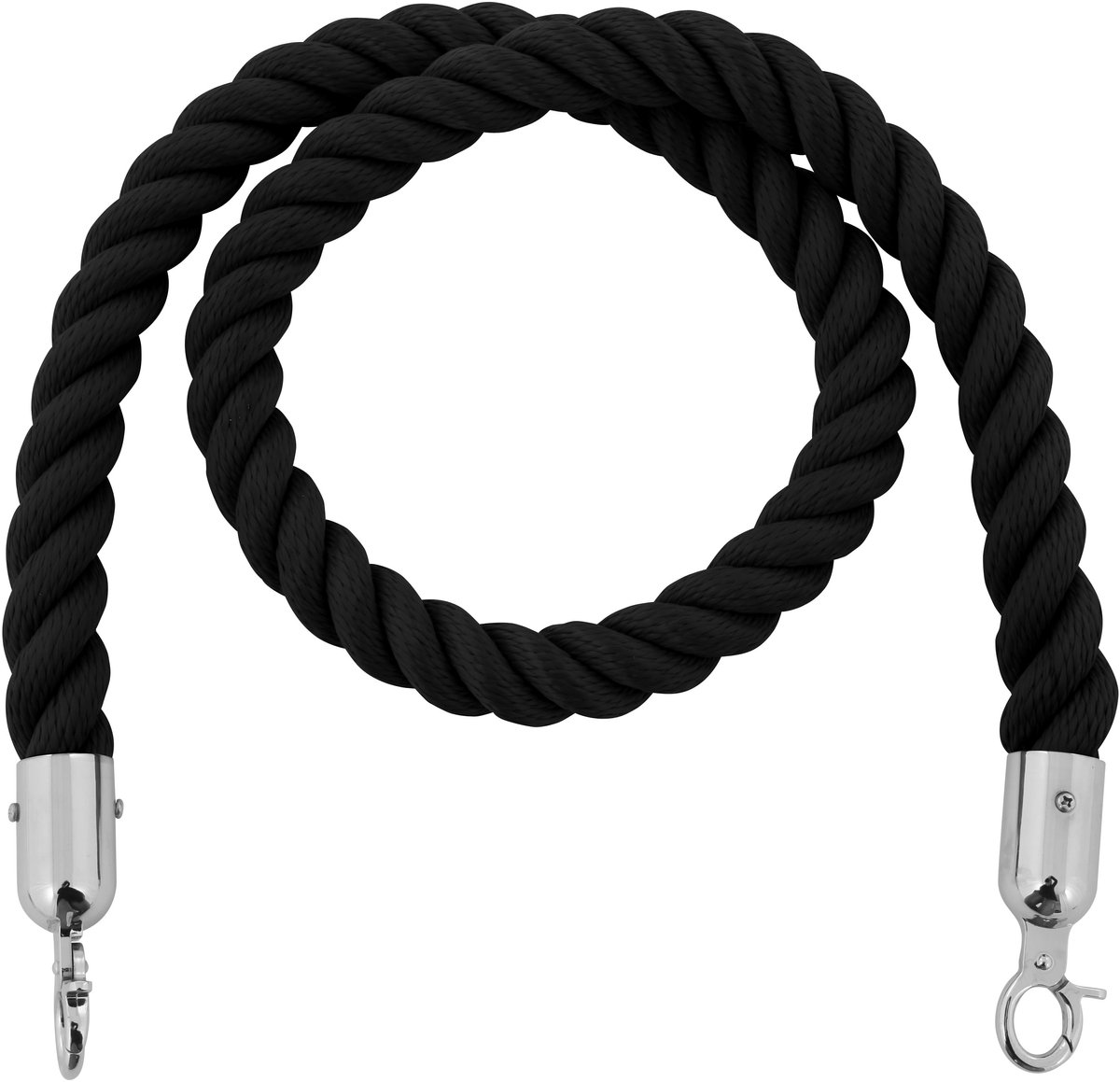 V-Part - Afzetkoord met twee Sluithaken - Zwart - Chroom - Hennep - RVS