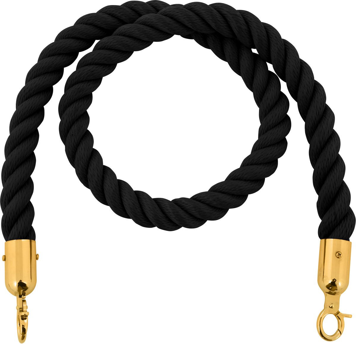 V-Part - Afzetkoord met twee sluithaken - Zwart - Messing - Hennep - RVS