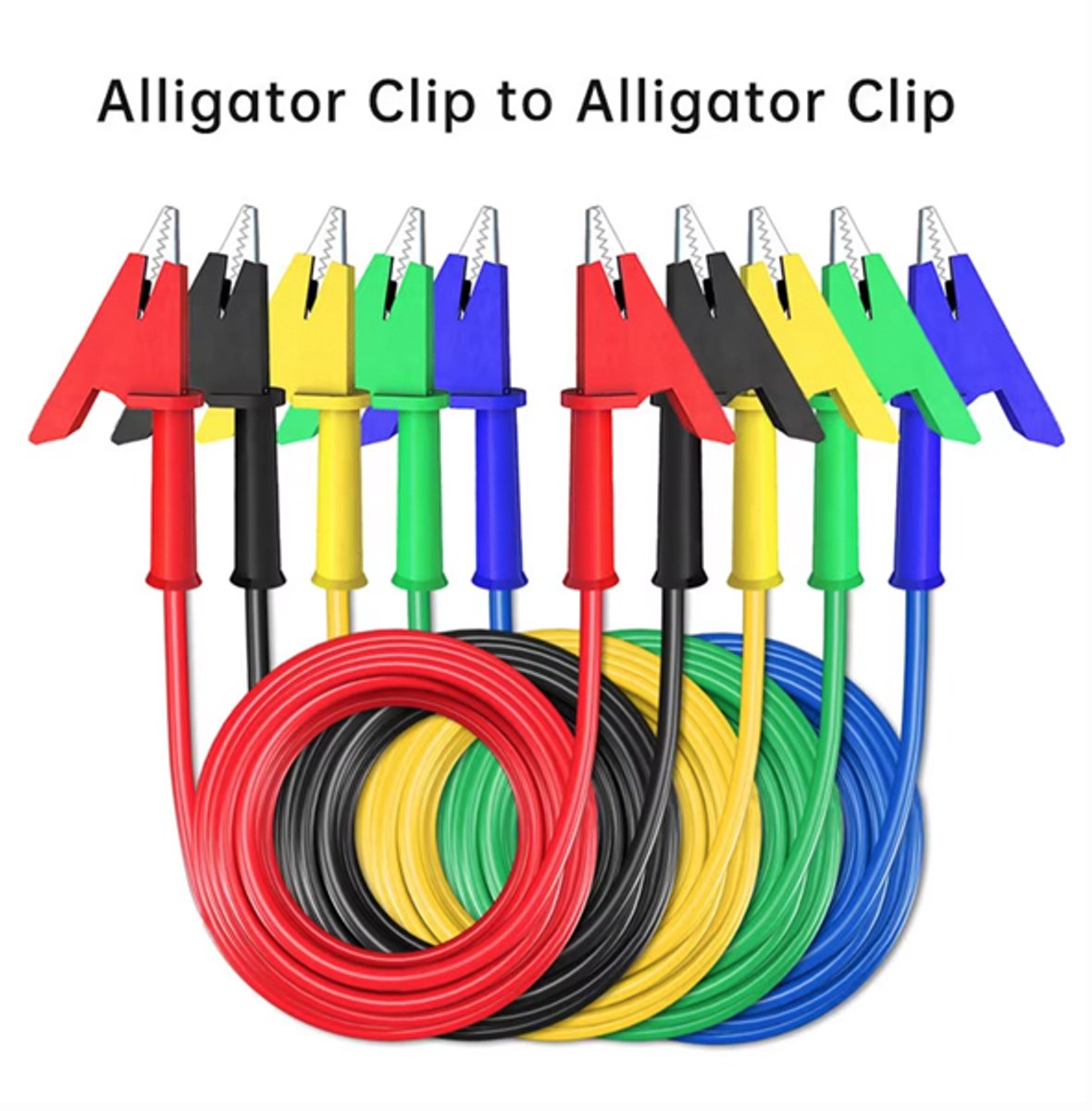 Alligator Clip naar Alligator Clip Testkabels – Set van 5 Kleuren – 1 meter