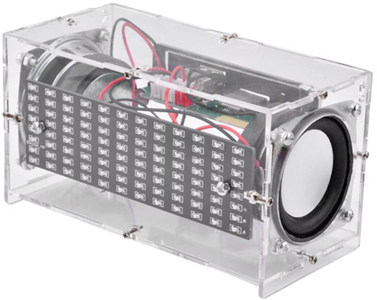 DIY Bluetooth Speaker Kit met LED Licht – Transparante Behuizing – Geluidsgestuurde Muziekvisualisatie – 5V