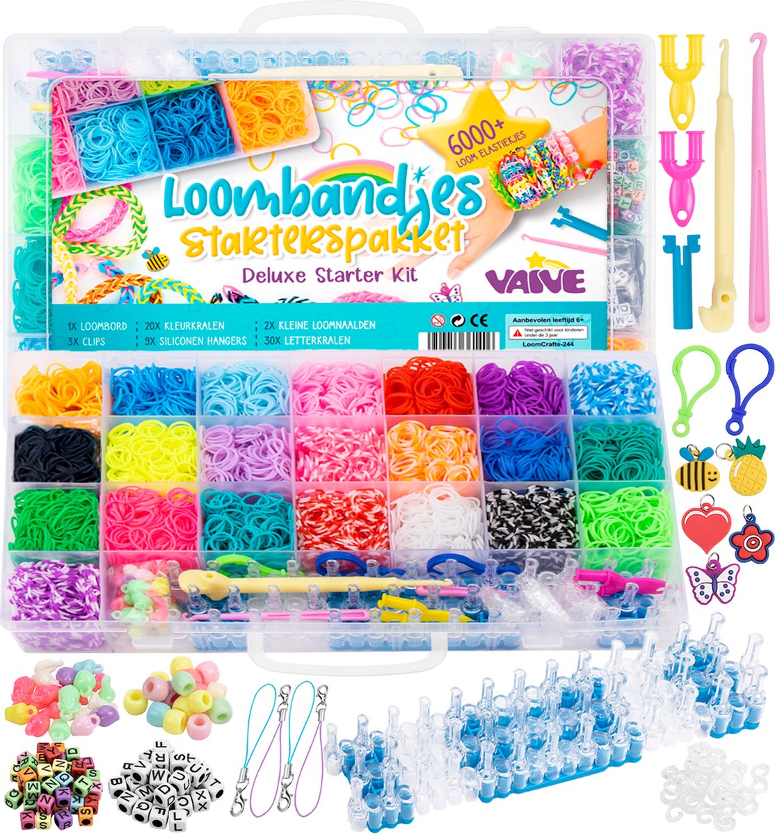   Loombandjes Deluxe Starter Kit met Loombord - Loom bandjes Starterspakket - Knutselen Meisjes - Voor Kinderen - Knutselkoffer