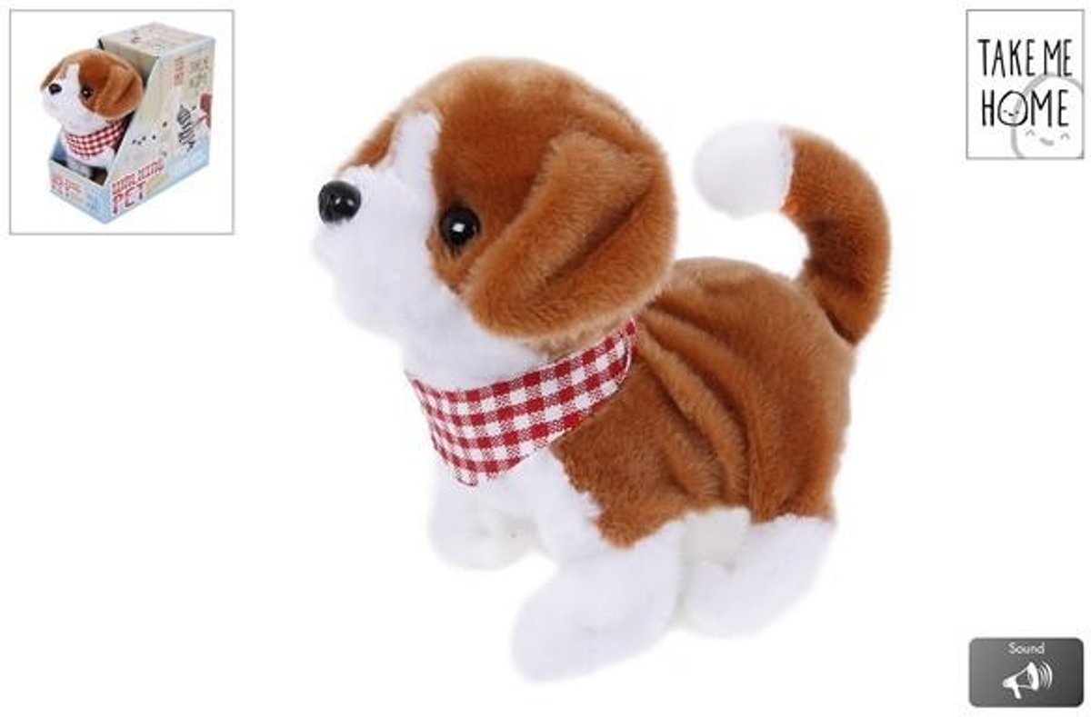 Take Me Home loophond wit/bruin 17cm