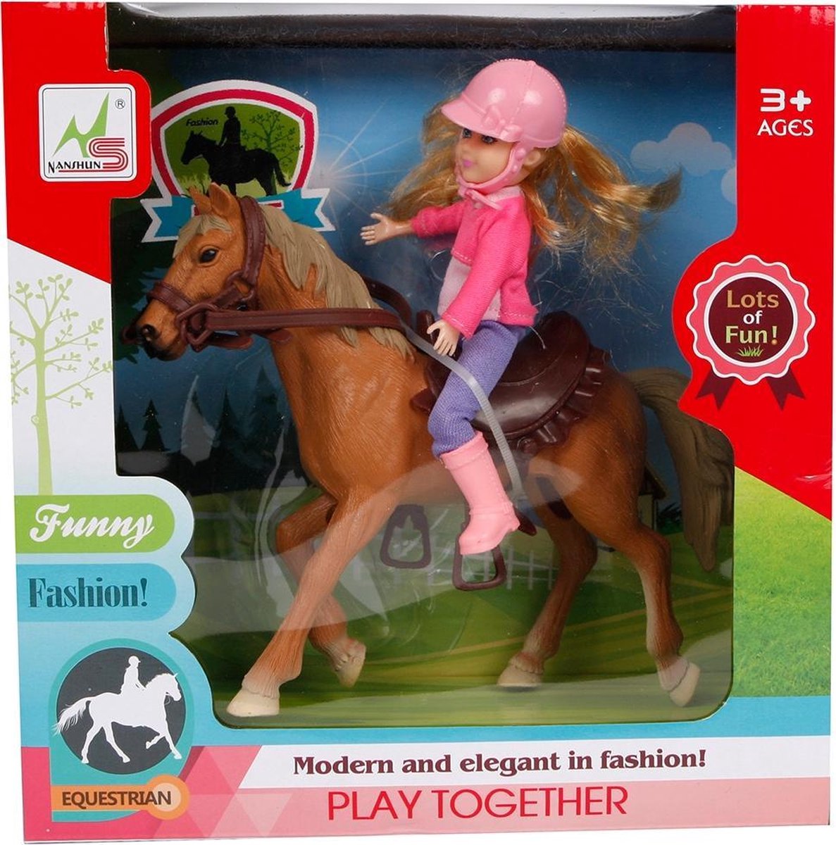 Van Manen Speelset Paard Meisjes 21 Cm Roze/bruin 4-delig
