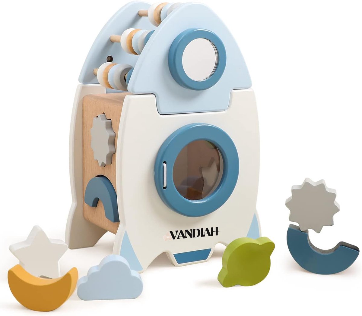 VANDIAH® Houten Speelgoed Raket - Duurzaam Peuter Speelgoed - Houten Bouwblokken - Blokkendoos- Educatief Speelgoed