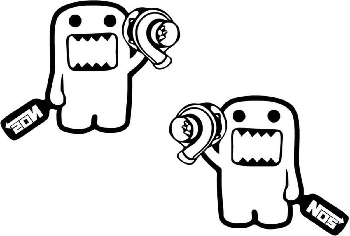 VCTparts Cartoon JDM Sticker Domo Kun Turbo Zwart Tuning Decal Japanese Drift