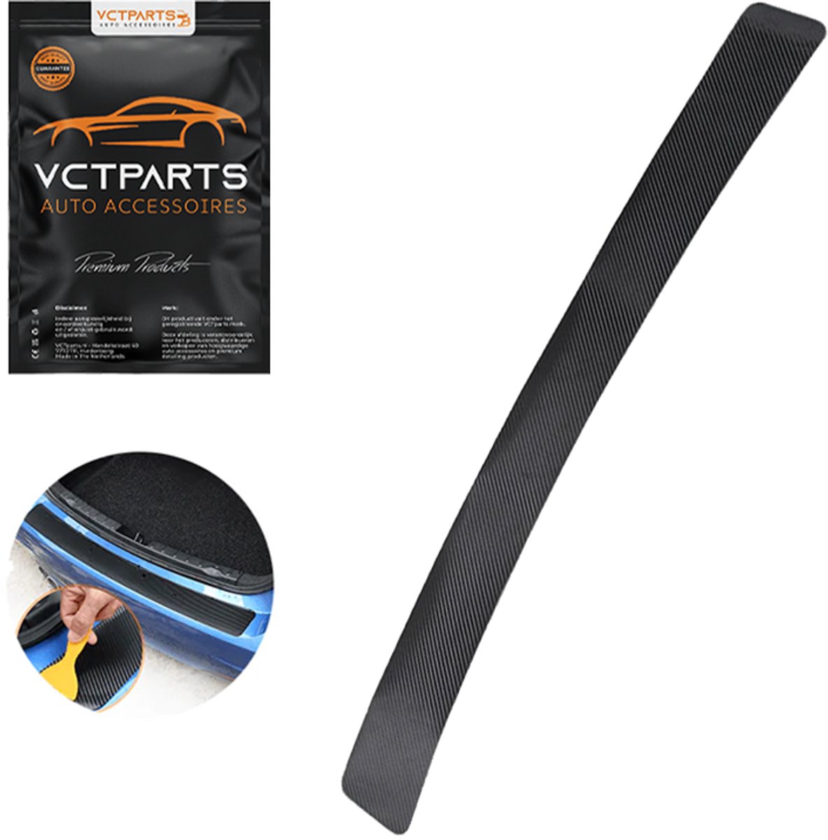 VCTparts® Carbon Kofferbak Lijst Achterbumper Beschermstrip - Sticker 90cm Krasbestendig
