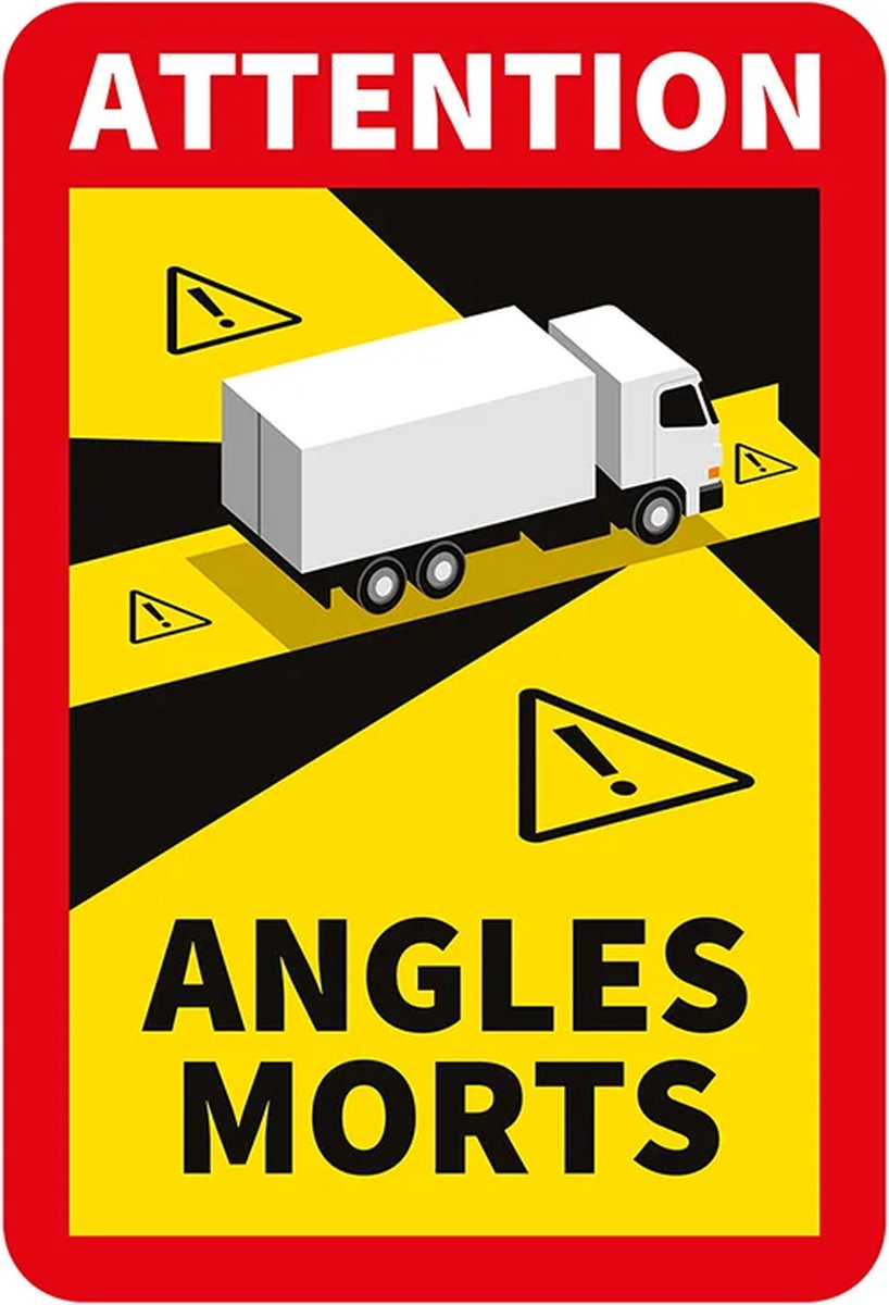 VCTparts® Sticker Attention Angles Morts! Vrachtwagen Dodehoek Waarschuwingsbord