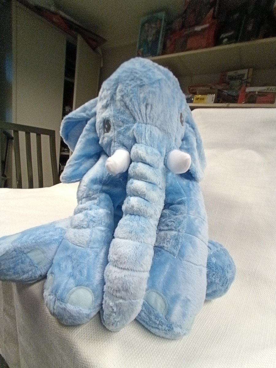 Set van 2 Knuffel olifanten, de ene is  65 cm,  Super zacht en super lief XXL (mama) -  de ander is 40 cm  (kindje) - Kleur is  blauw - origineel cadeau - kussen + knuffeldier.