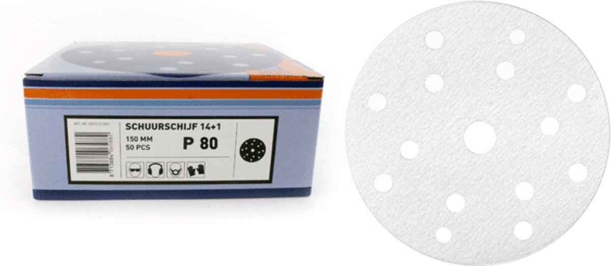 Veba Schuurschijf Klitteband 150mm 14+1 Gat - 50 Stuks - Maat: P120