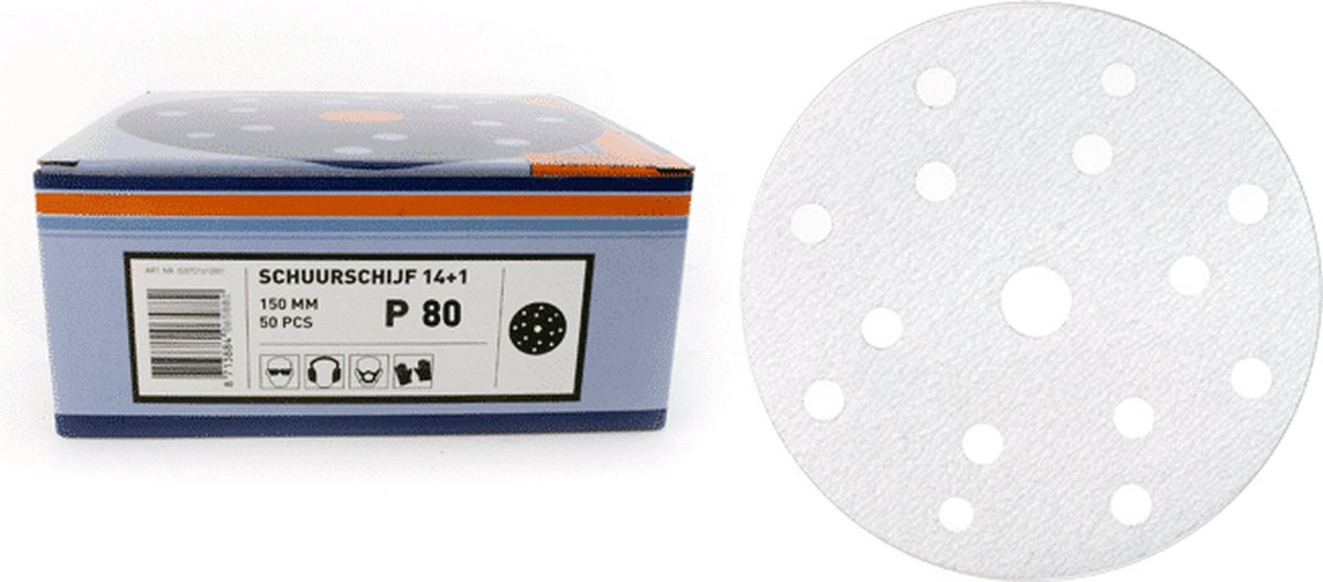 Veba Schuurschijf Klitteband 150mm 14+1 Gat - 50 Stuks - Maat: P240