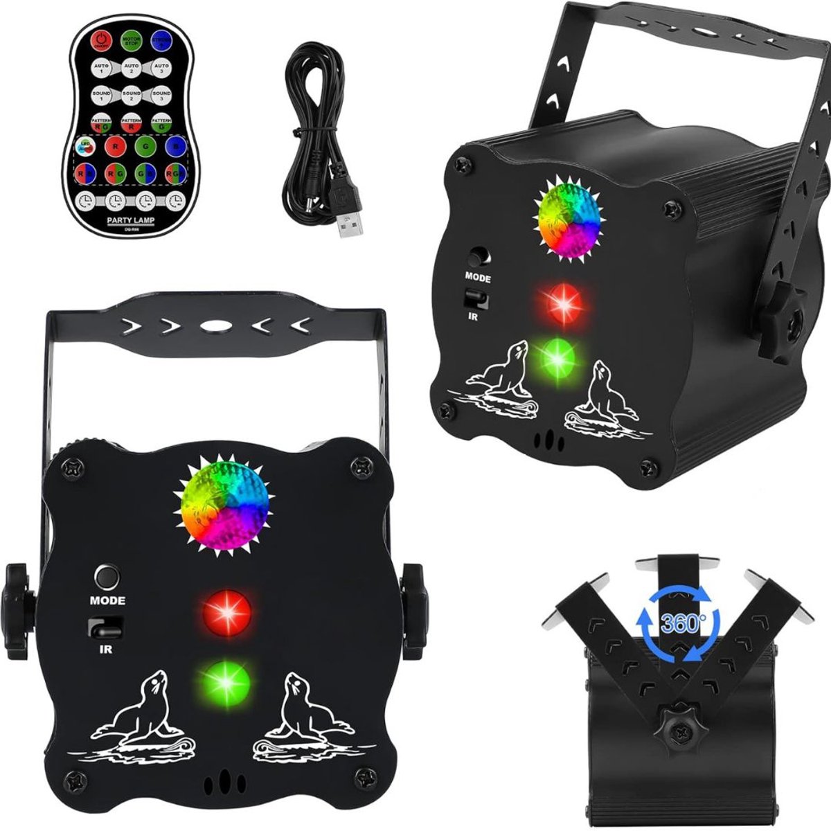 VELTRR® Discolamp Kinderen - Discobal - Feestverlichting met Afstandsbediening - Zwart