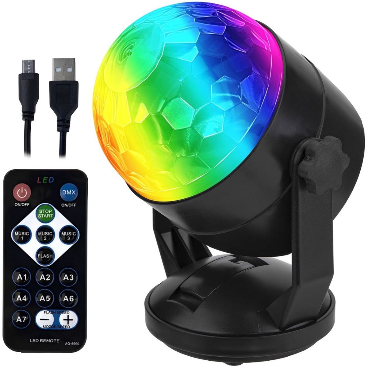     Kinderen - Discobal - Feestverlichting met Afstandsbediening - Zwart