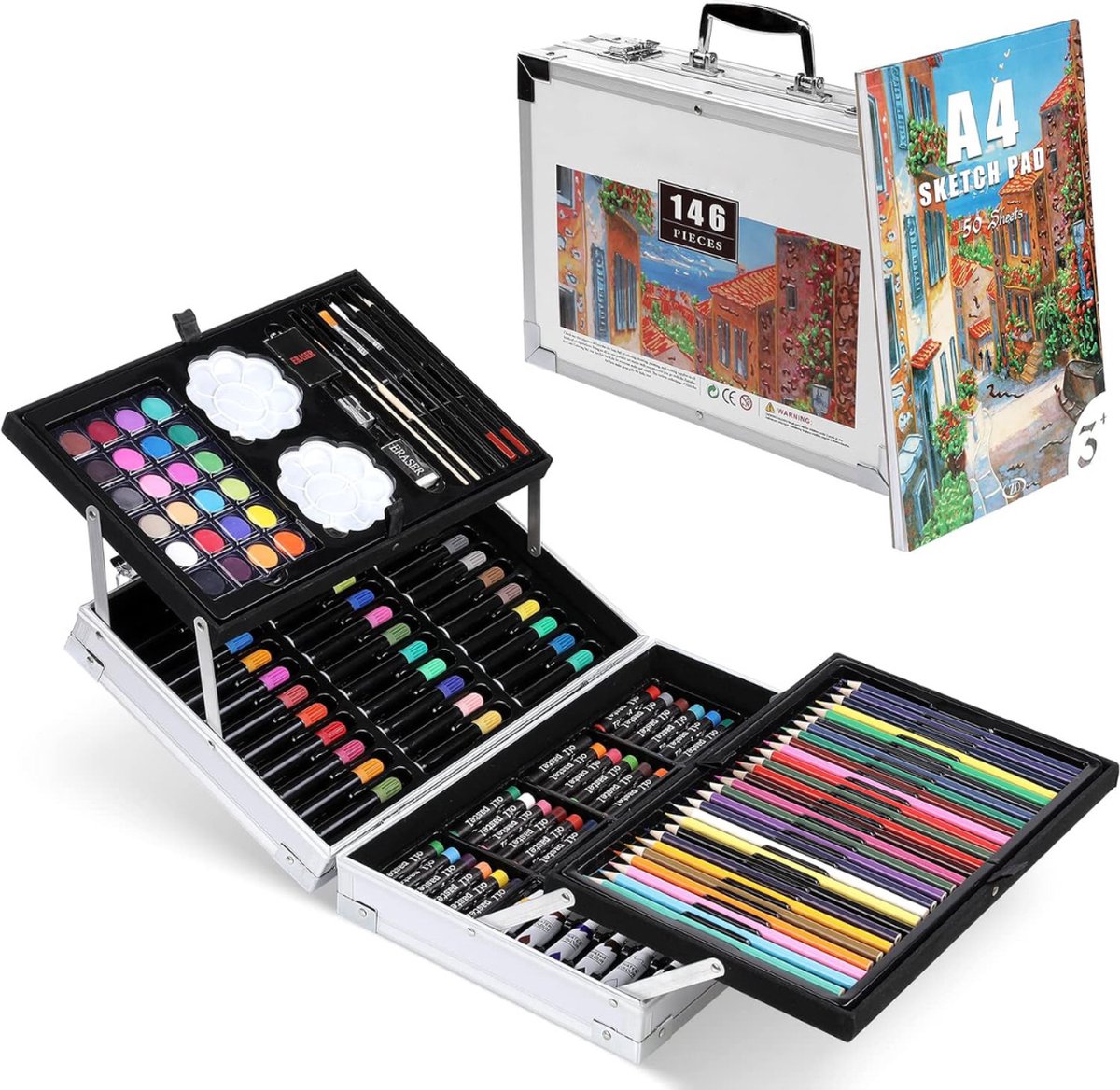 VELTRR® Tekenkoffer Kinderen - Tekendoos - Kleurpotloden - Stiften