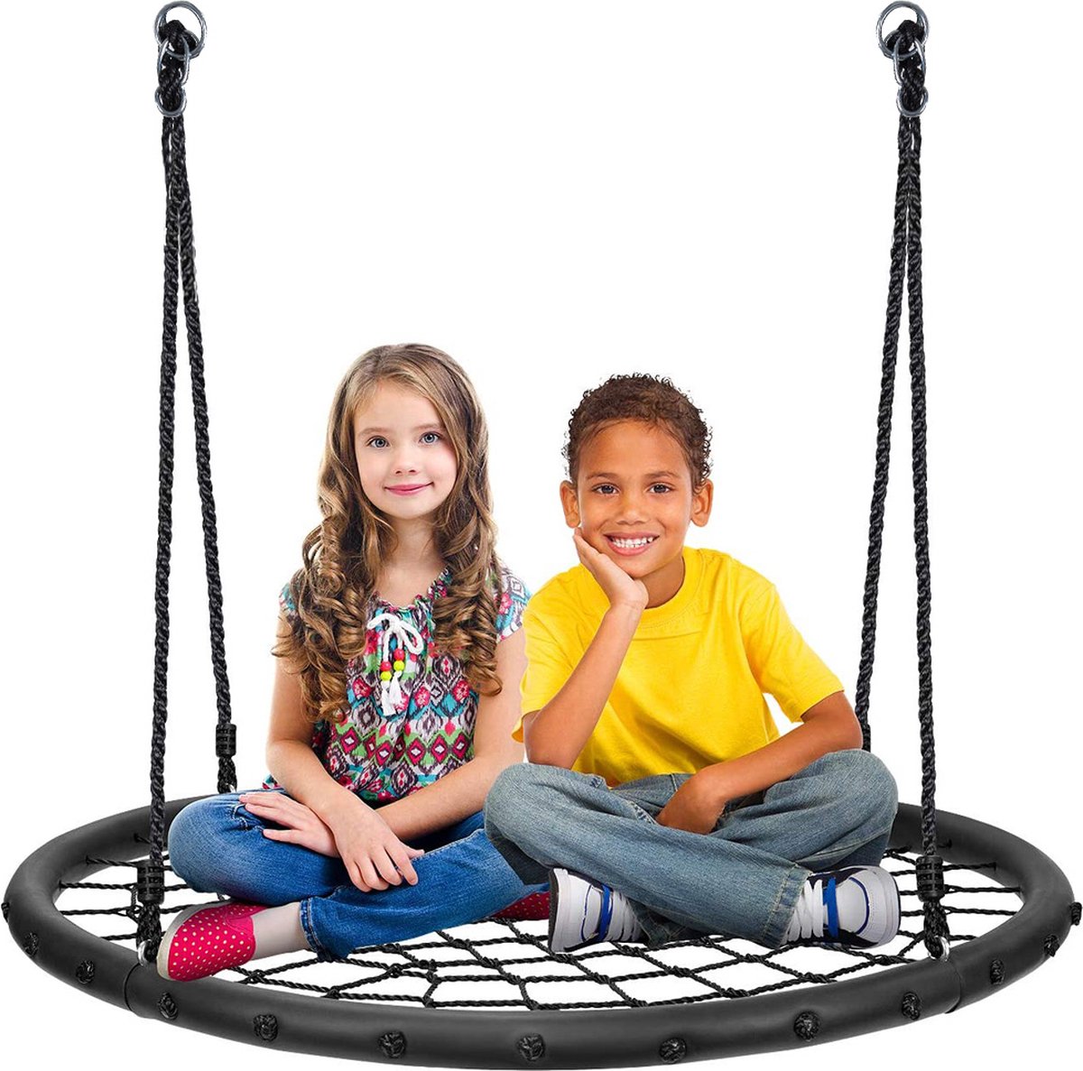 Nestschommel  - Ronde schommel -  Ooienvaarnsnest - Diameter 100cm -200kg belasting - Voor kinderen en volwassenen