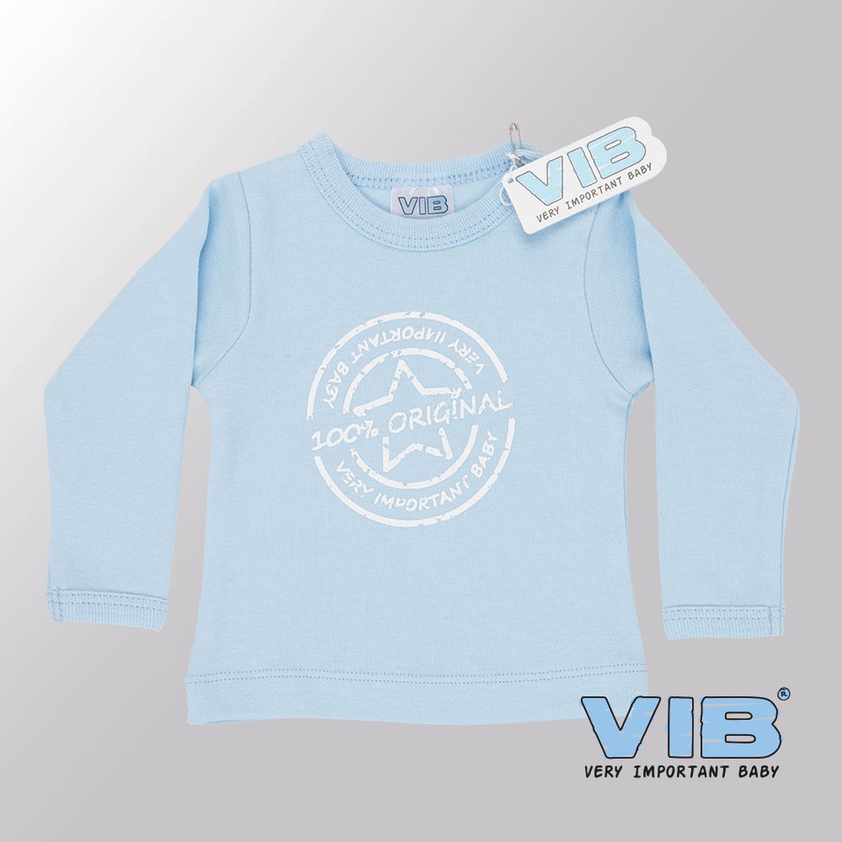 VIB® - Baby T-Shirt 100% Very Important Baby (Blauw)-(3-6 mnd) - Babykleertjes - Baby cadeau - zwangerschap aankondiging - geboorte cadeau