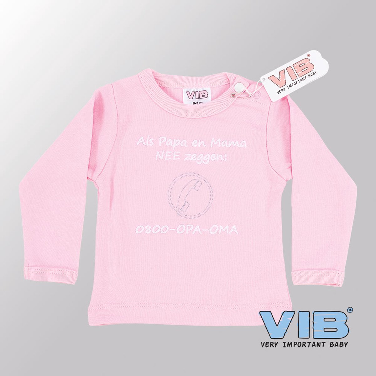 VIB® - Baby T-Shirt Als Papa en Mama Nee zeggen - 0800-Opa-Oma (Roze)-(0-3 mnd) - Babykleertjes - Baby cadeau - zwangerschap aankondiging - geboorte cadeau