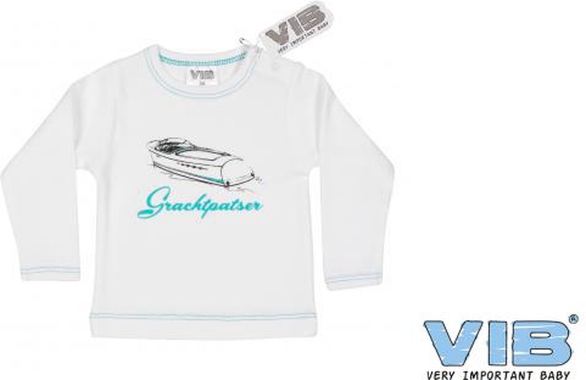 VIB® - Baby T-Shirt Grachtpatser (Wit)-(3-6 mnd) - Babykleertjes - Baby cadeau - zwangerschap aankondiging - geboorte cadeau