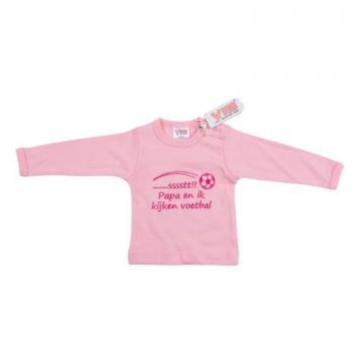 VIB® - Baby T-Shirt SSST Papa en ik kijken voetbal (Roze)-(3-6 mnd) - Babykleertjes - Baby cadeau - zwangerschap aankondiging - geboorte cadeau