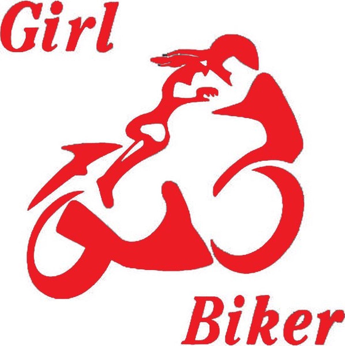 Girl biker sticker voor op de auto - Auto stickers - Auto accessories - Stickers volwassenen - 12 x 12 cm Rood