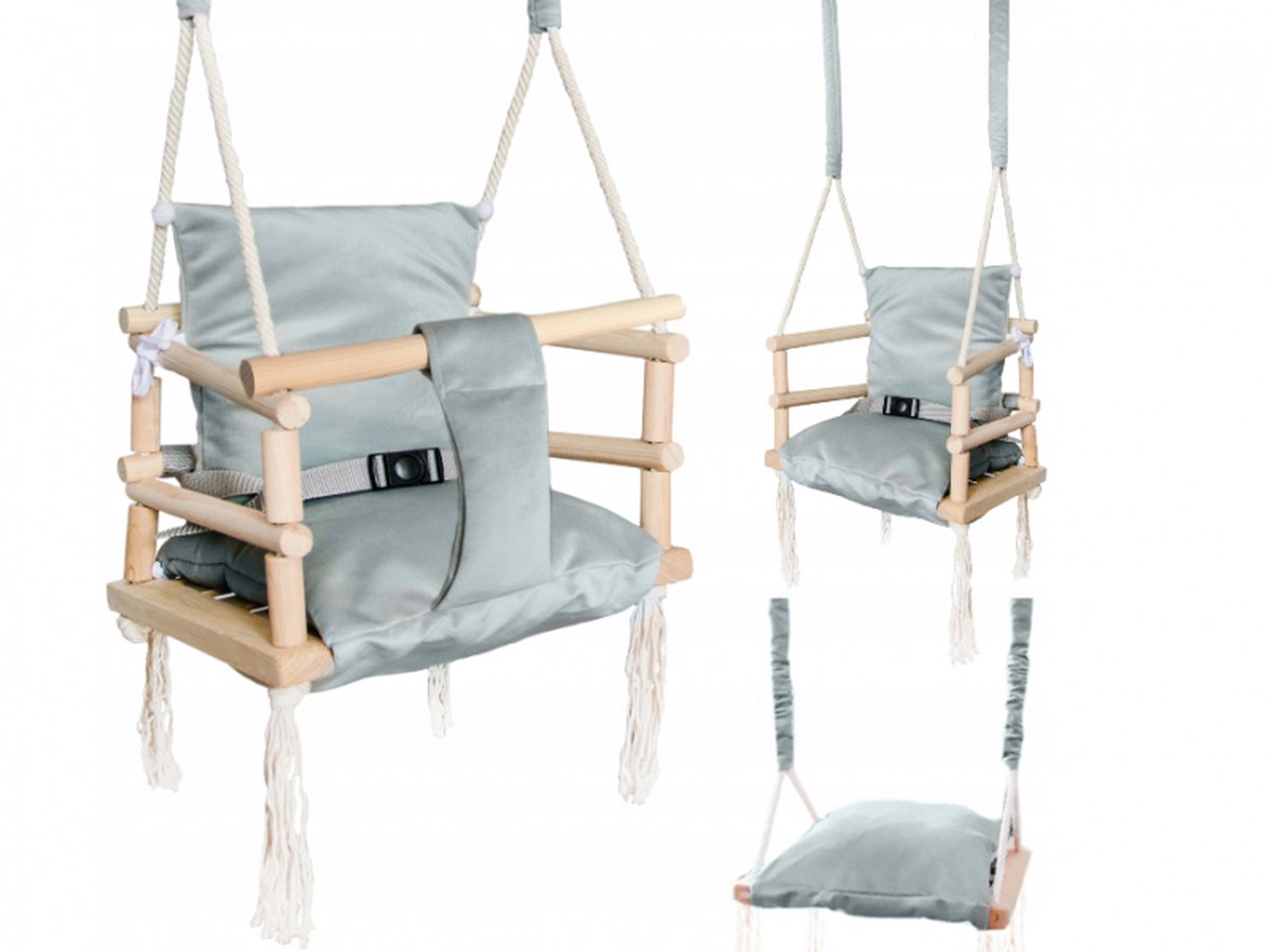Luxe 3 in 1 licht grijze meegroei baby schommel en Kinder schommel – Baby swing – Schommel die meegroeit met je kindje - Schommelstoel - Schommels