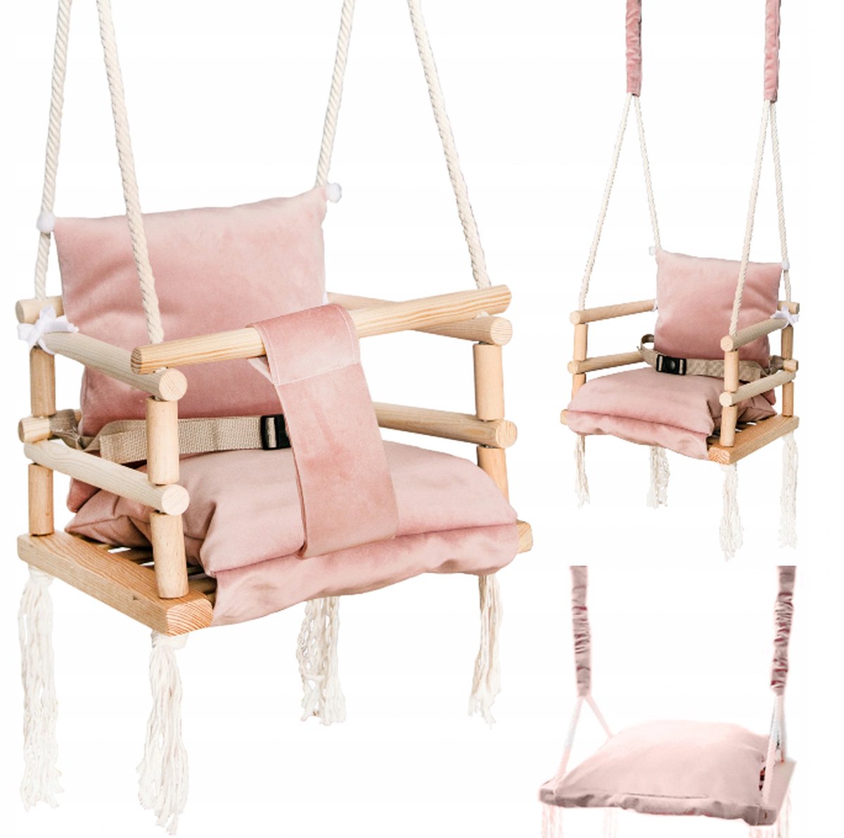 Luxe 3 in 1 roze meegroei baby schommel en Kinder schommel – Baby swing – Schommel die meegroeit met je kindje - Schommelstoel - Schommels
