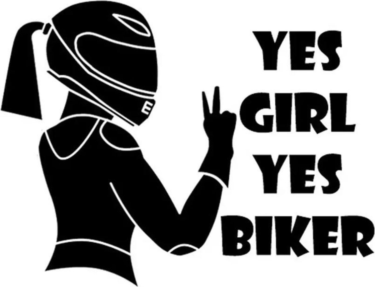 Yes Girl Yes Biker sticker - Auto stickers - Laptop sticker - Auto accessories - Sticker volwassenen - 15 x 12 cm Zwart
