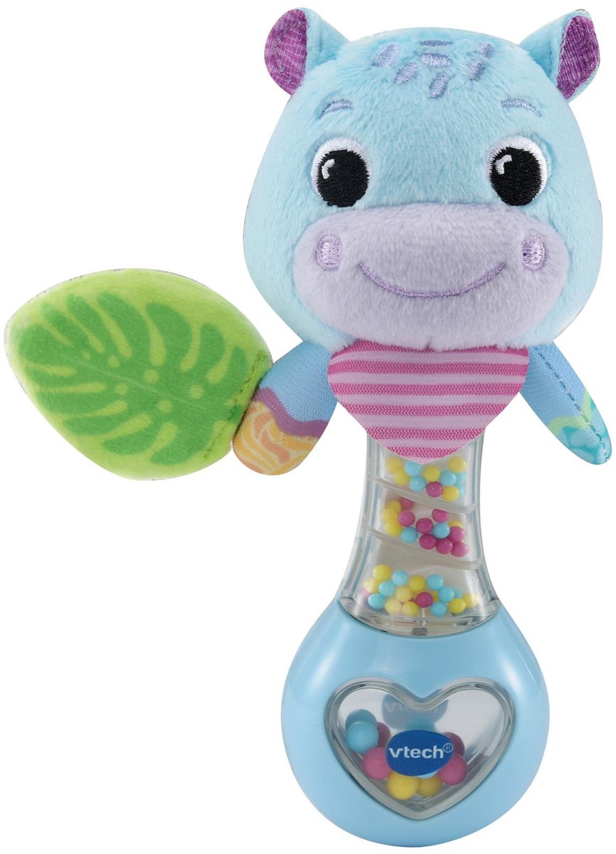 VTech - Dierenvriendjes Rammelaar - Nijlpaard Blauw - Interactief Speelgoed - Goed voor de Motorische Ontwikkeling - Vanaf 3 Maanden