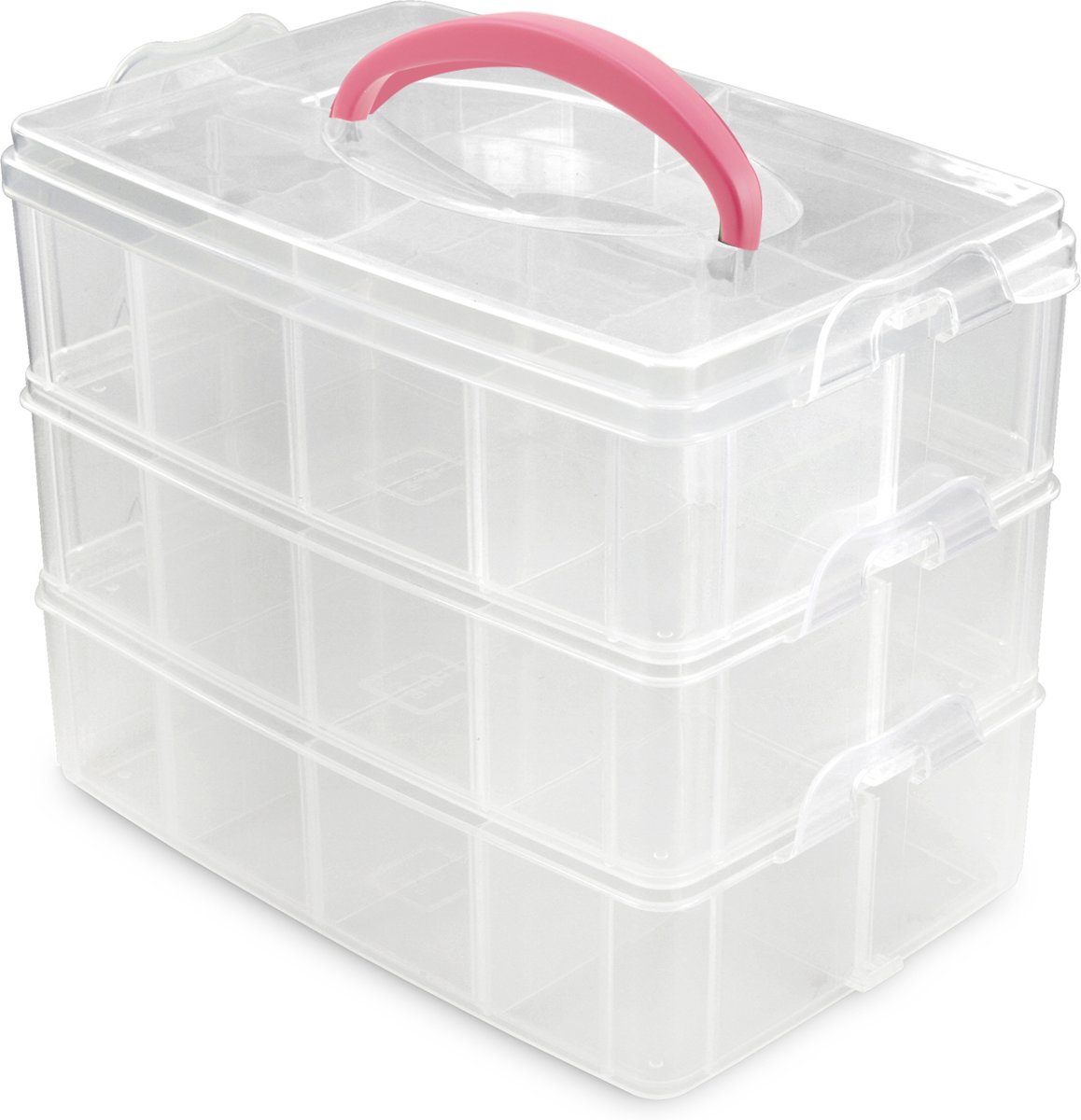 3-laags Diamond Painting Opberg Box met 24 Variabele Bakjes voor Strass Steentjes, Diamantjes, Kralen, Sieraden of Knutselspullen