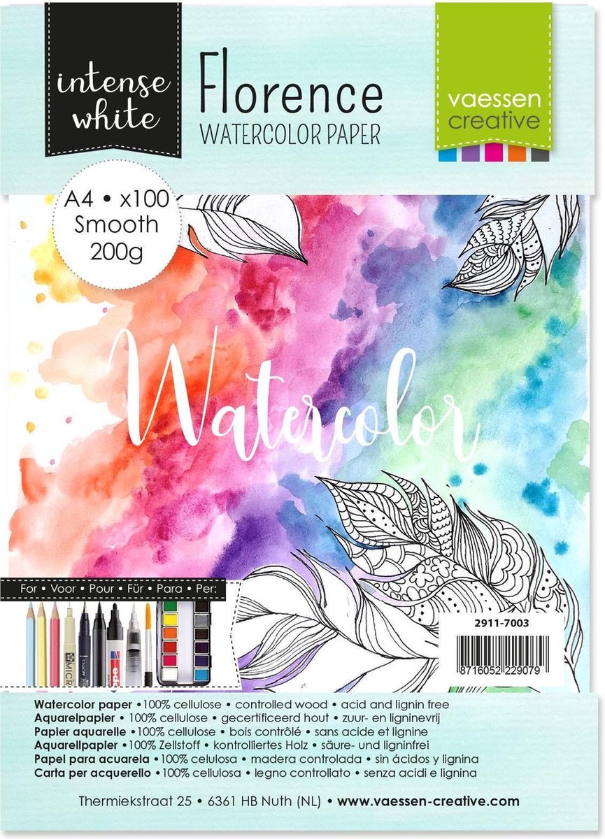Florence • Aquarelpapier smooth White A4 100pcs 200g