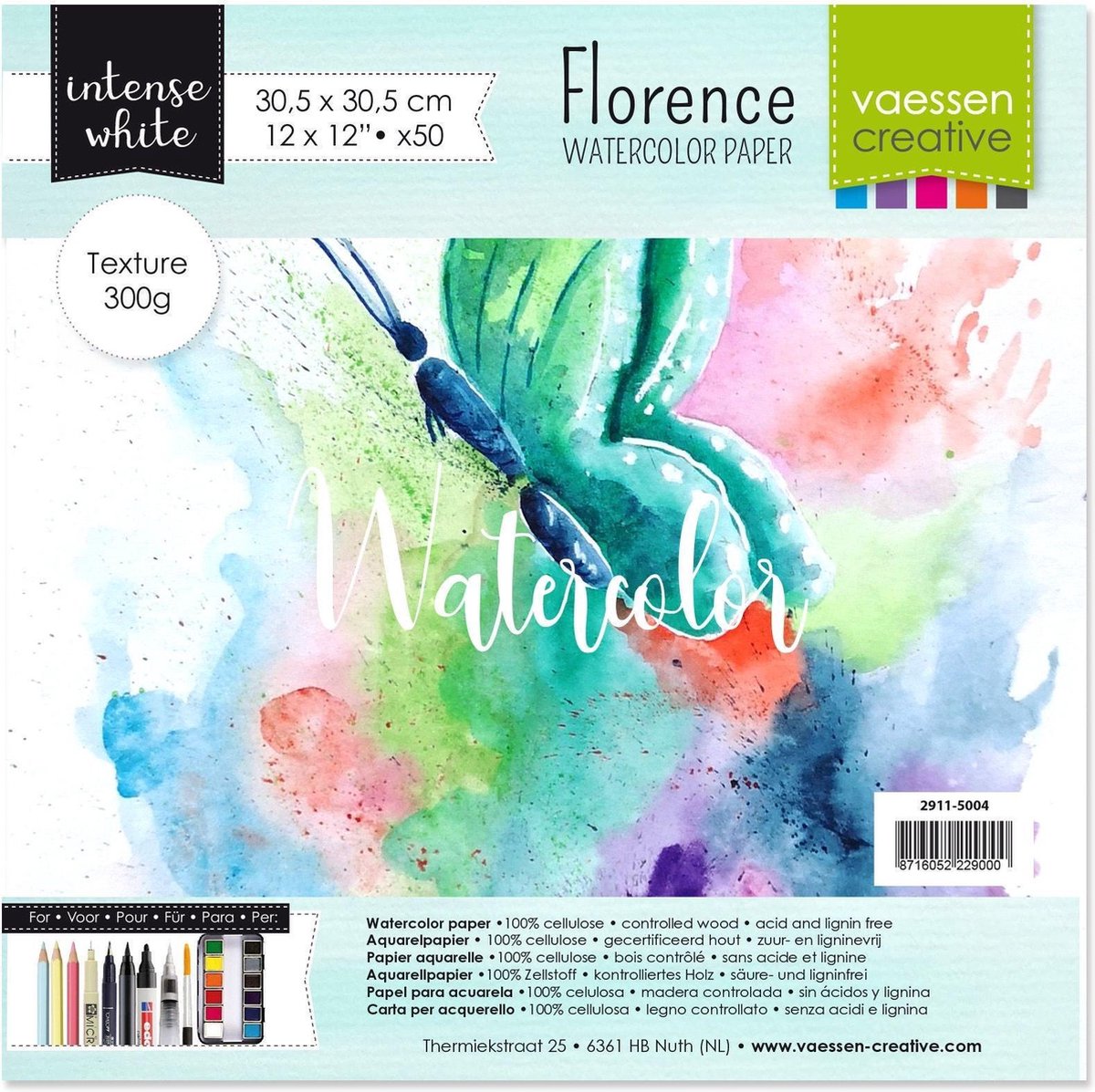 Florence • Aquarelpapier texture White 30,5x30,5cm 300g