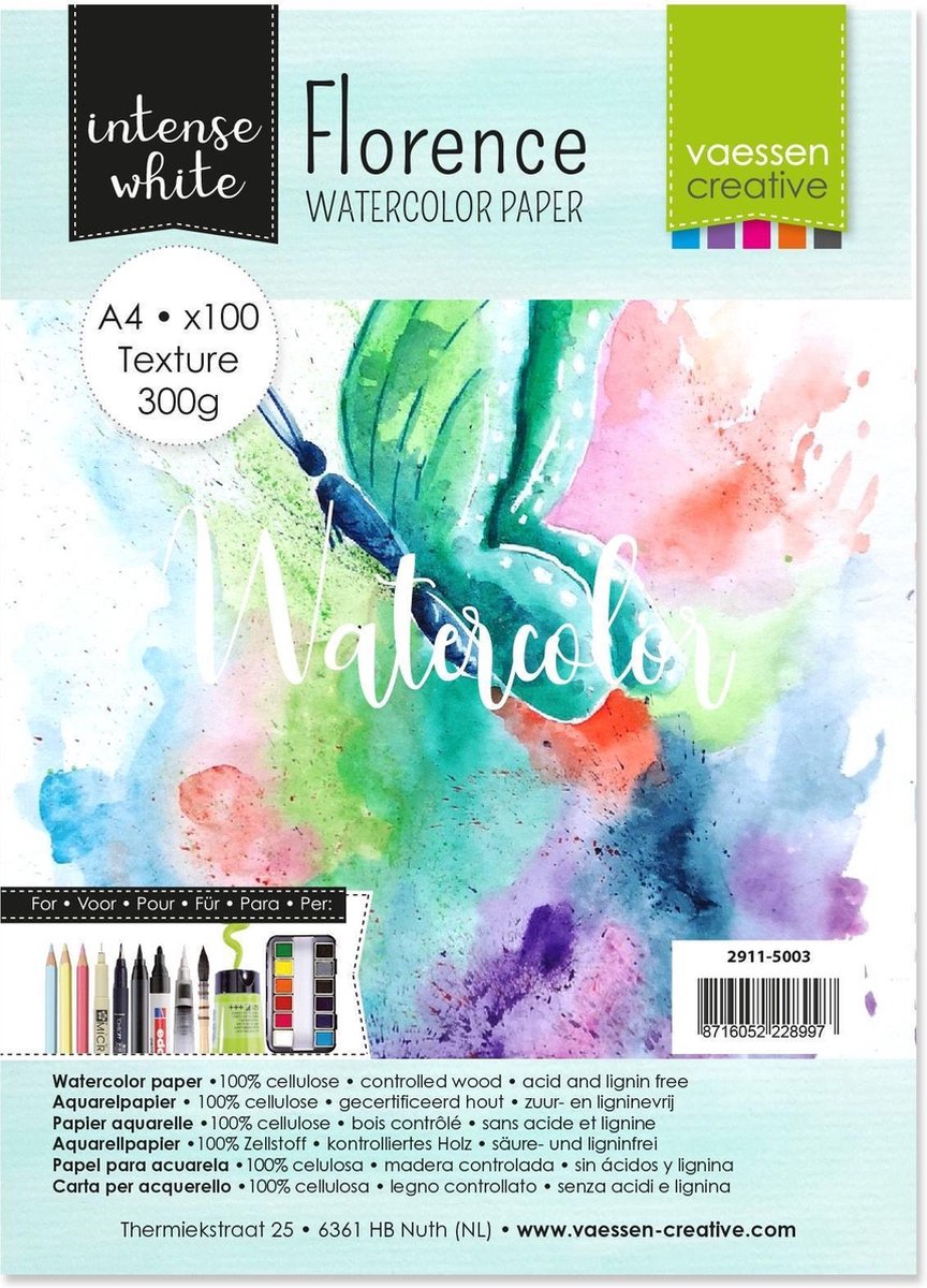 Florence • Aquarelpapier texture White A4 100pcs 300g