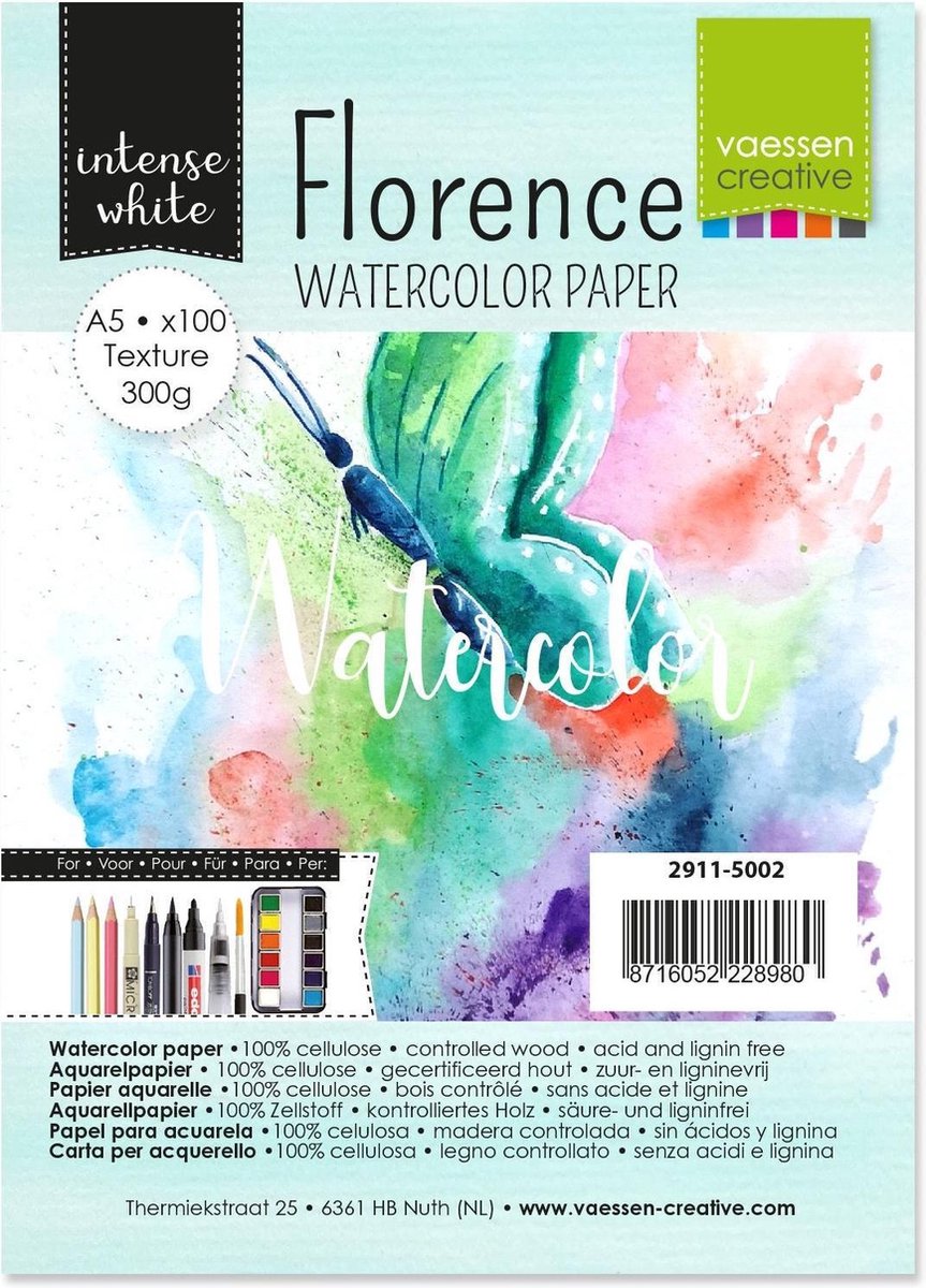 Florence • Aquarelpapier texture White A5 100pcs 300g